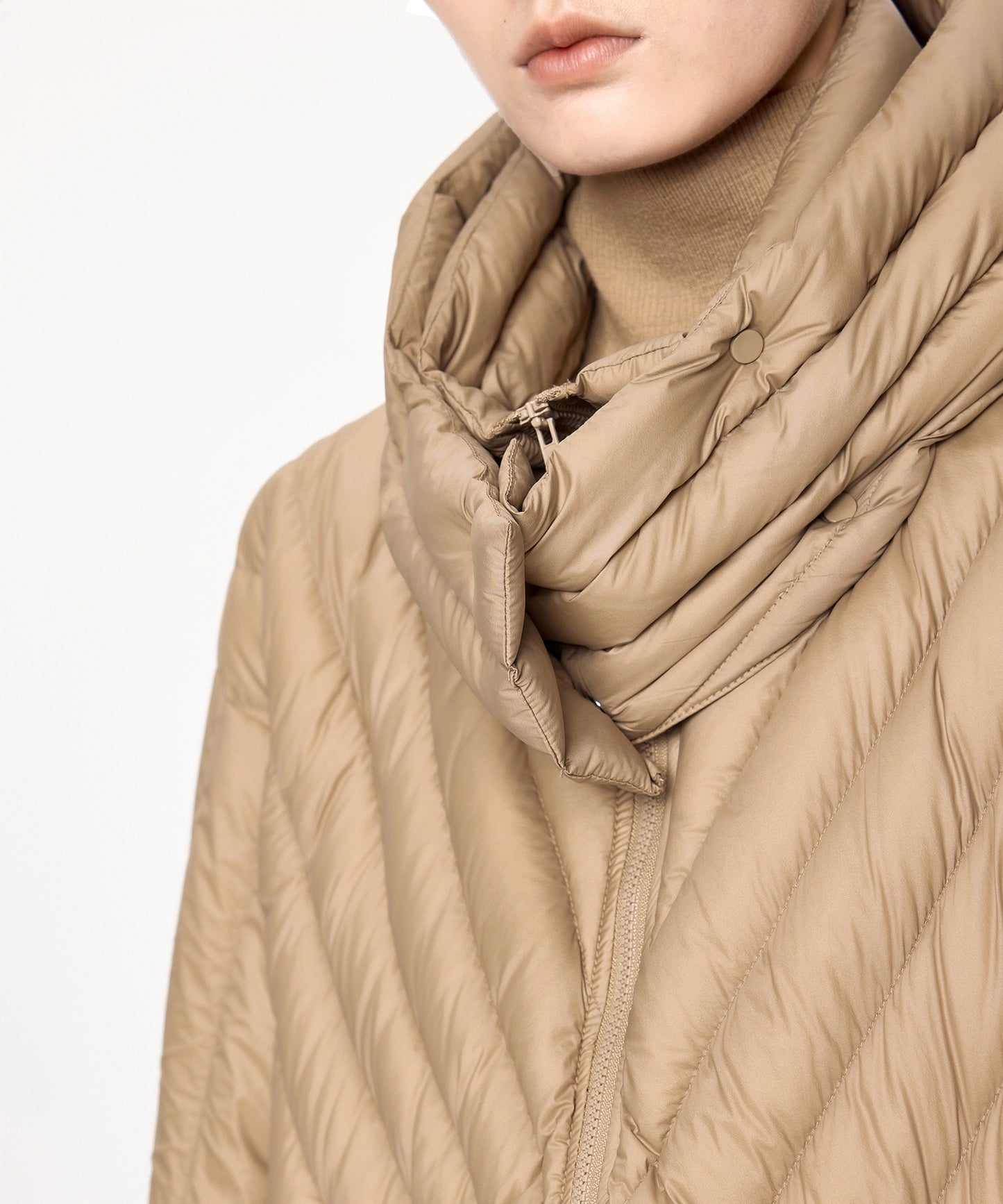 Layered Flare Quilted Down Jacket