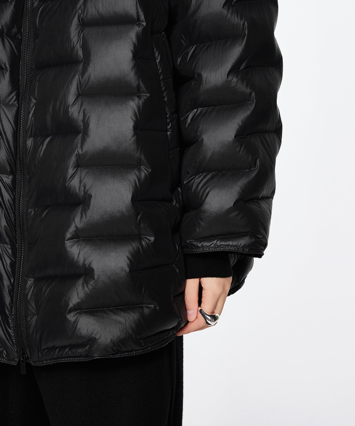 Drawstring-waist Quilted Down Jacket