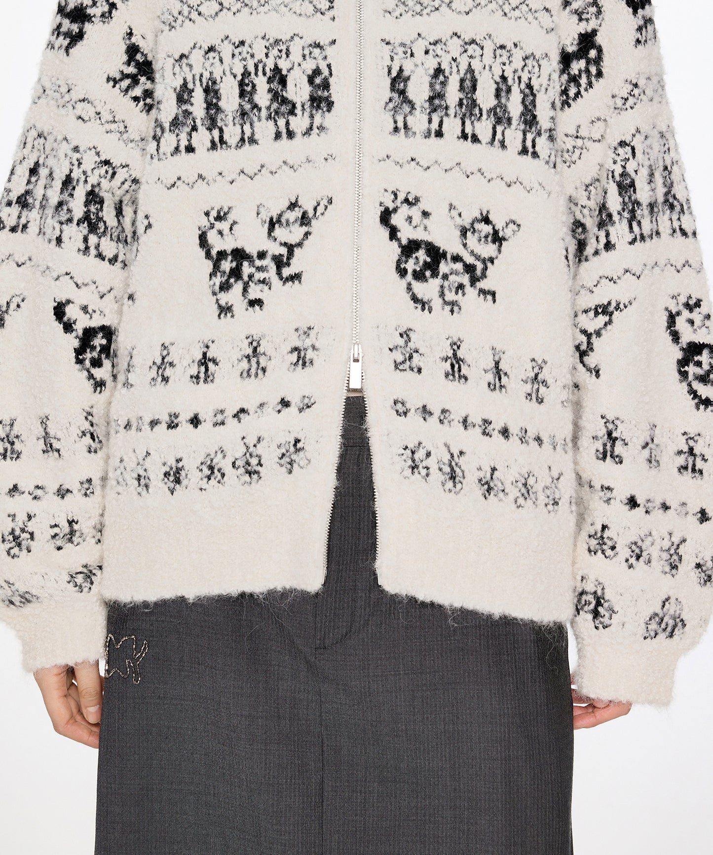 Miao Jacquard Double-Zip Knit Jacket