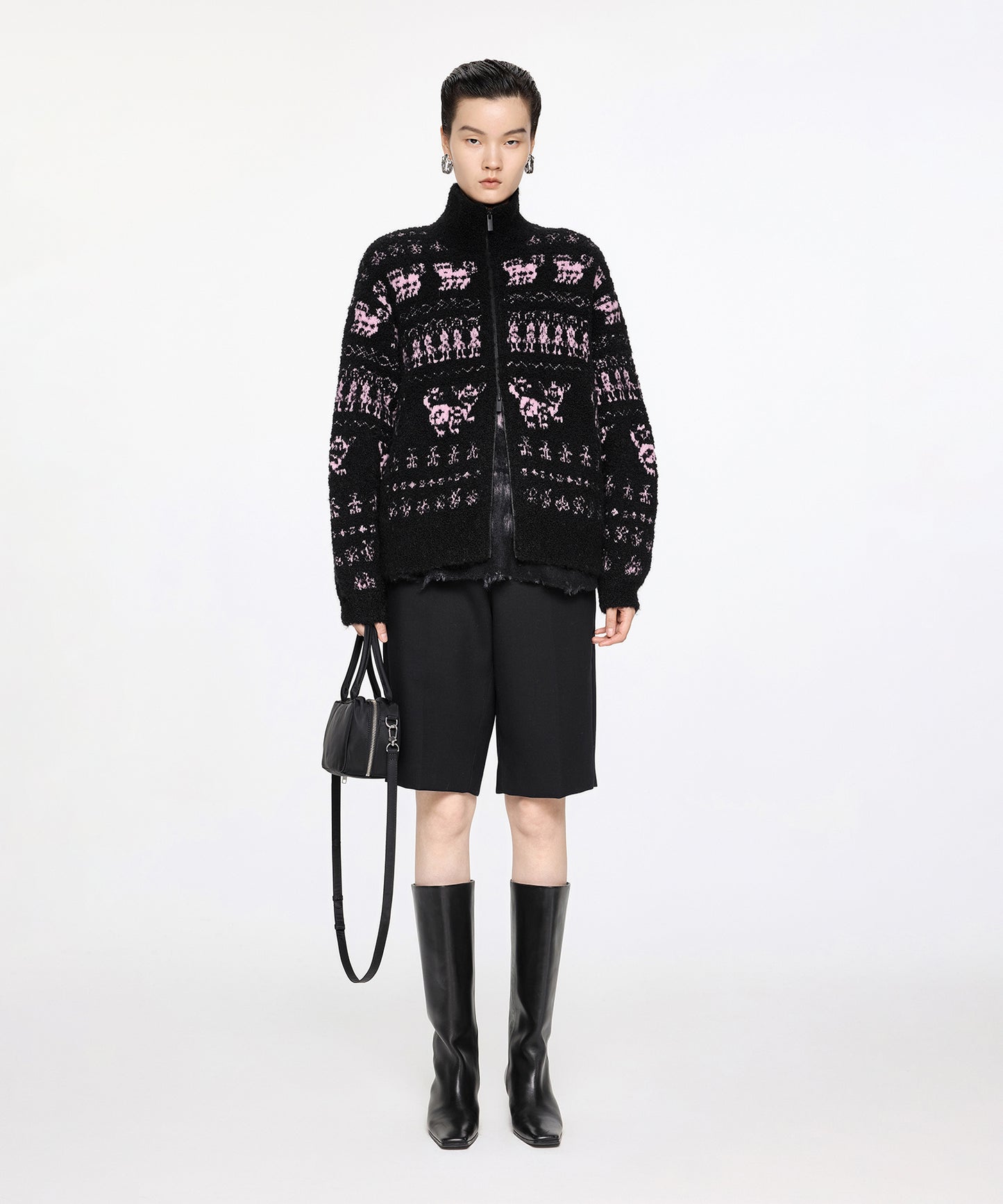 Miao Jacquard Double-Zip Knit Jacket