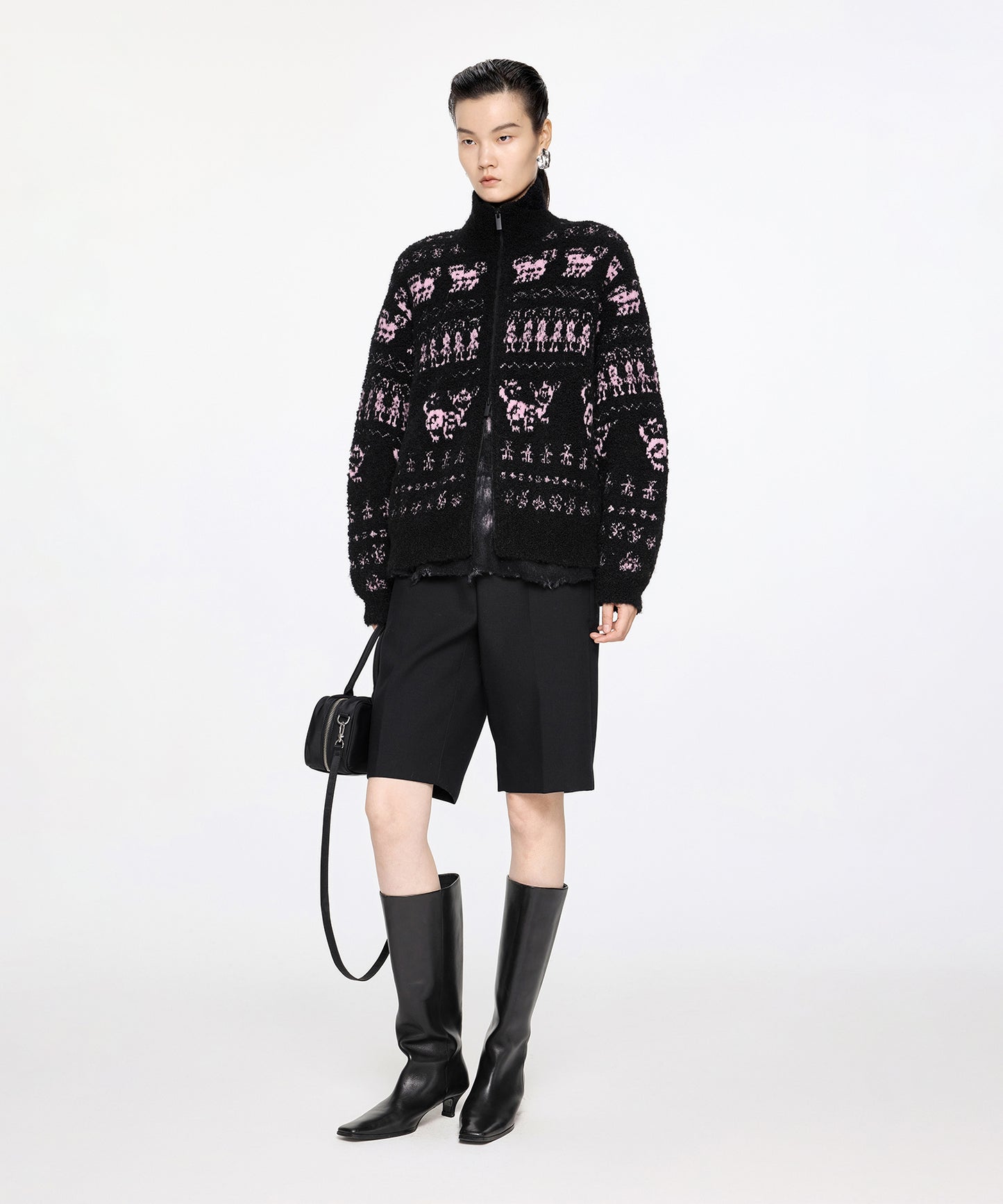 Miao Jacquard Double-Zip Knit Jacket