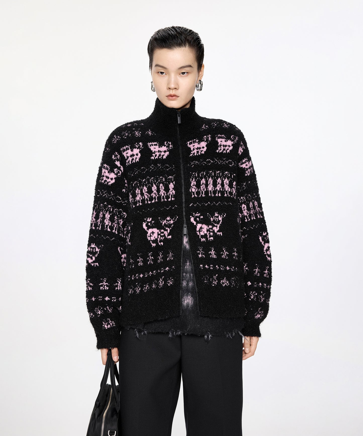 Miao Jacquard Double-Zip Knit Jacket