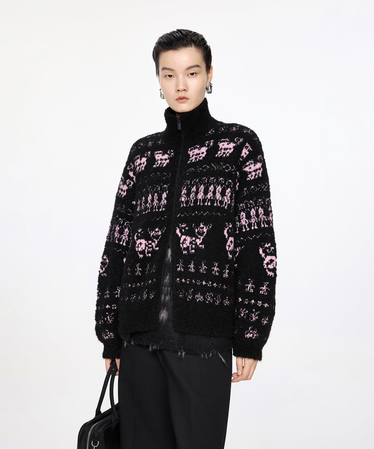 Miao Jacquard Double-Zip Knit Jacket