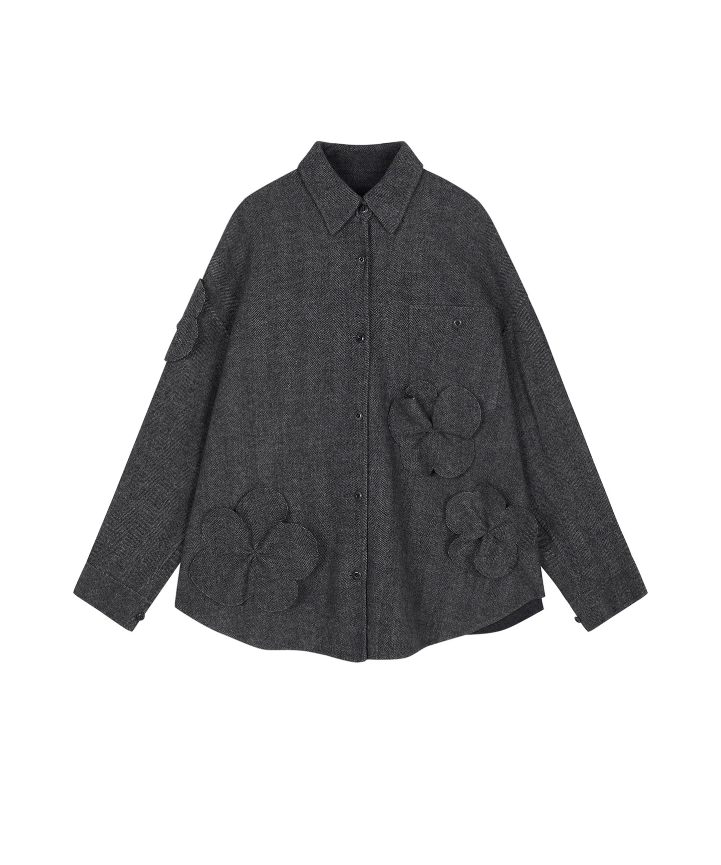 3D  Floral-motif Shirt Jacket