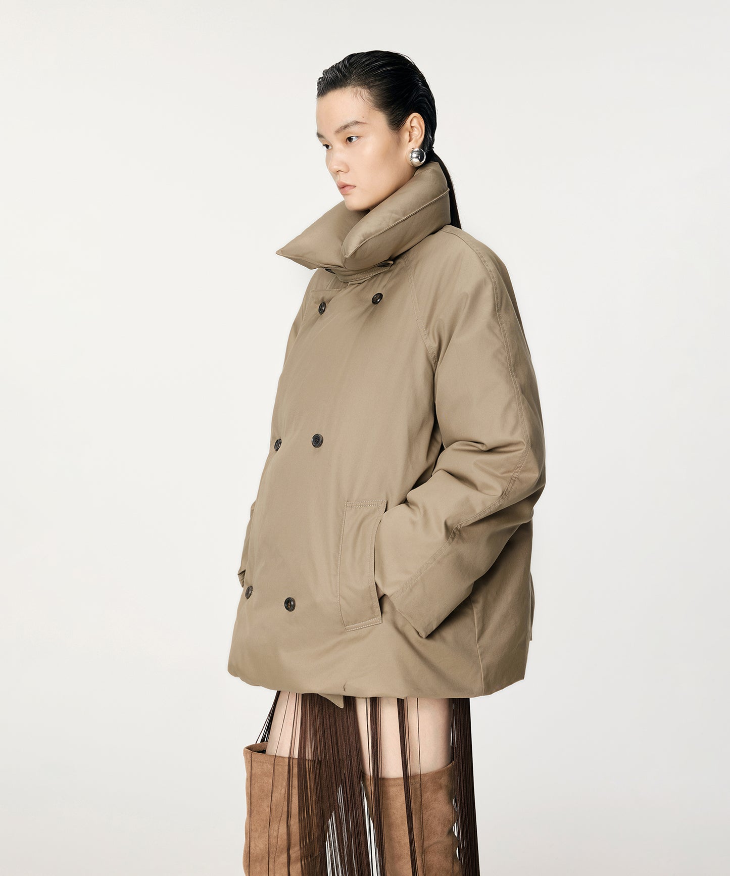 Oversized A-line Double-Breasted Down Jacket