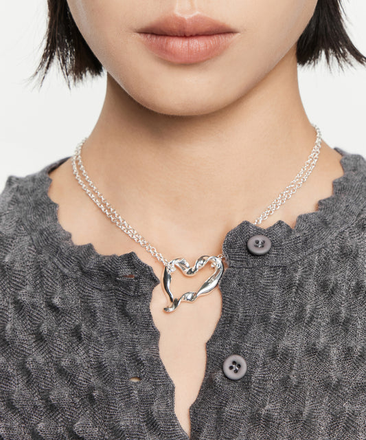 Double-chain Twisted Heart Necklace