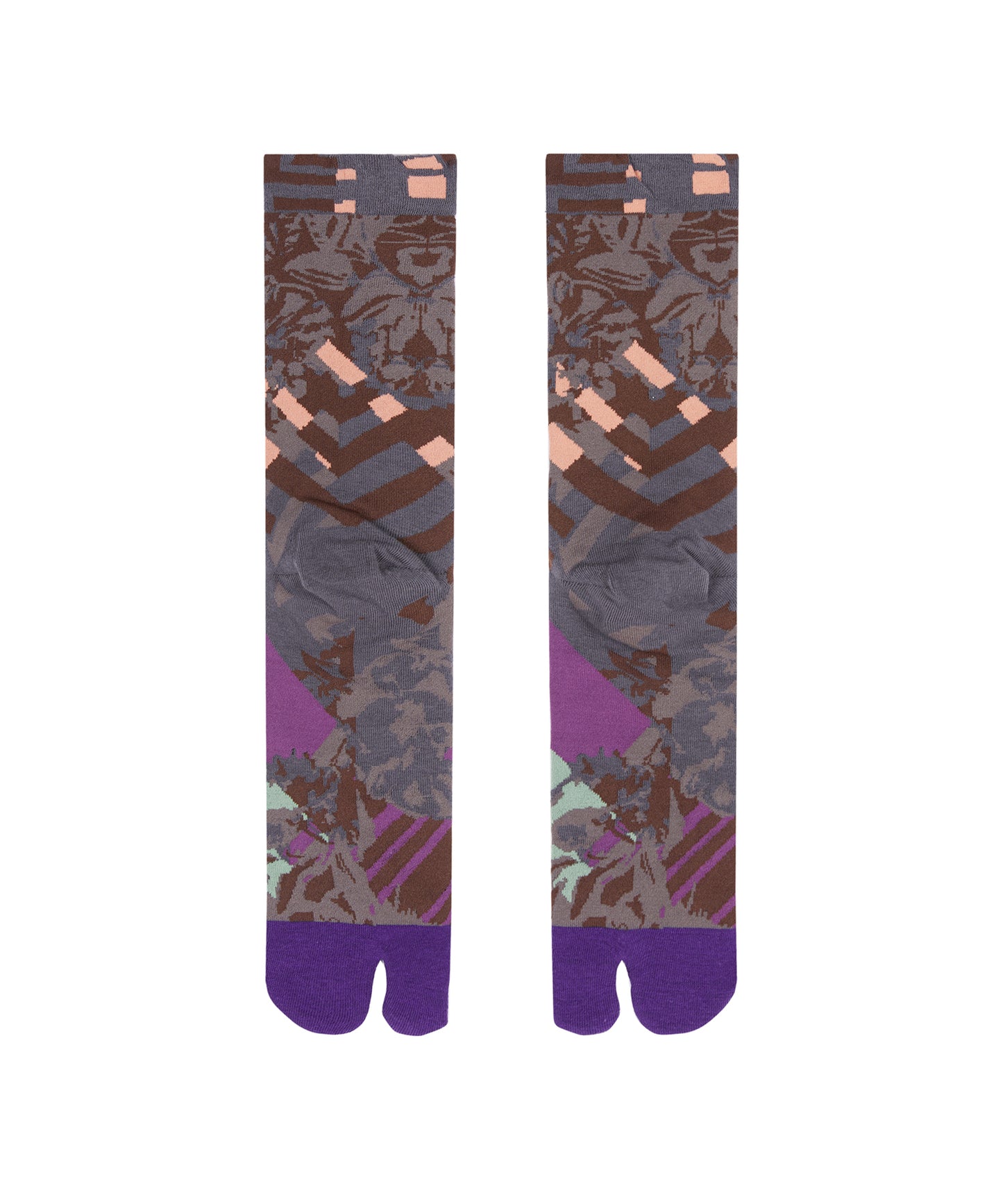 Vibrant Plant & Geometric Patterned Tabi Socks