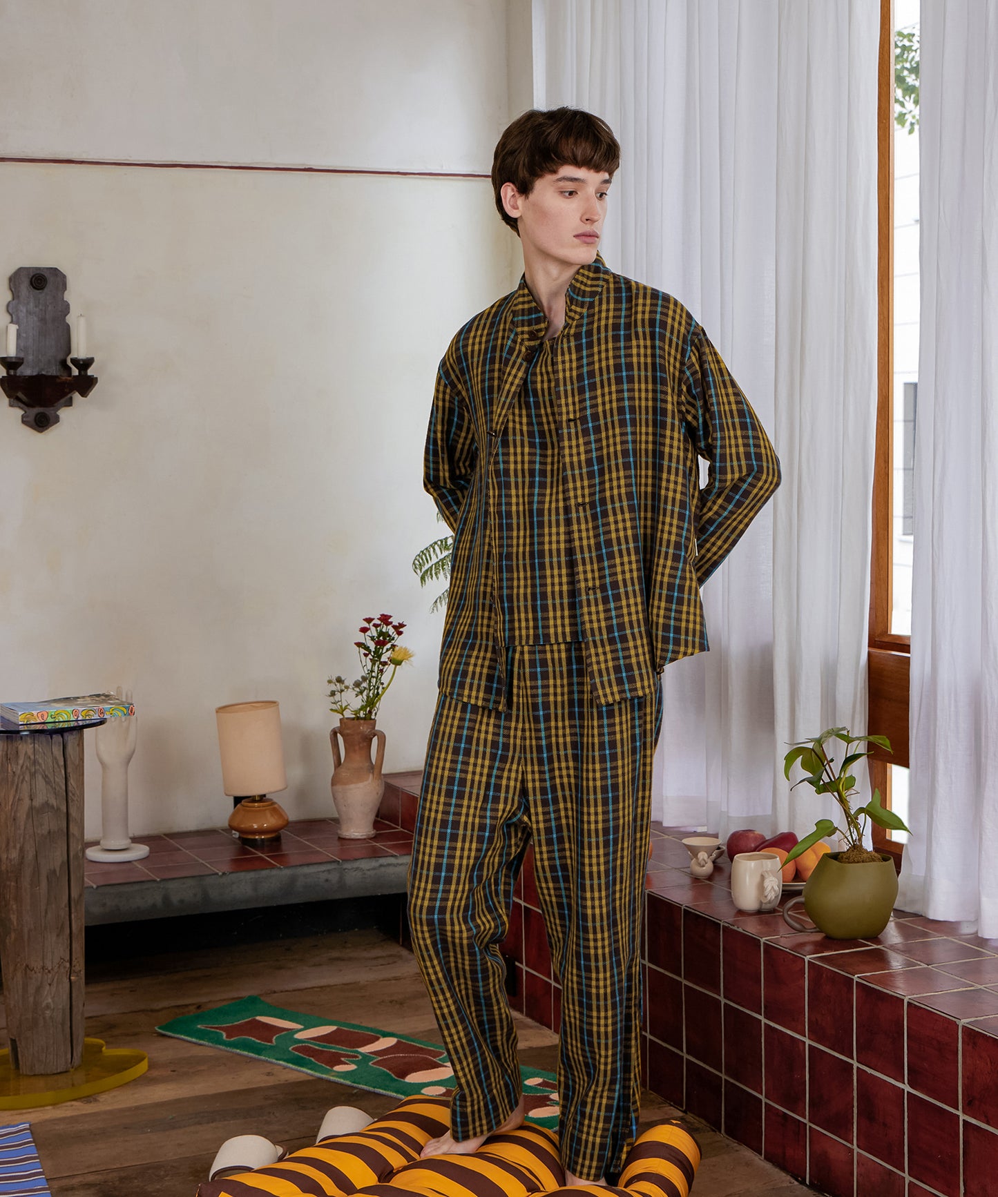 HOME Plaid Pajama Pullover Shirt