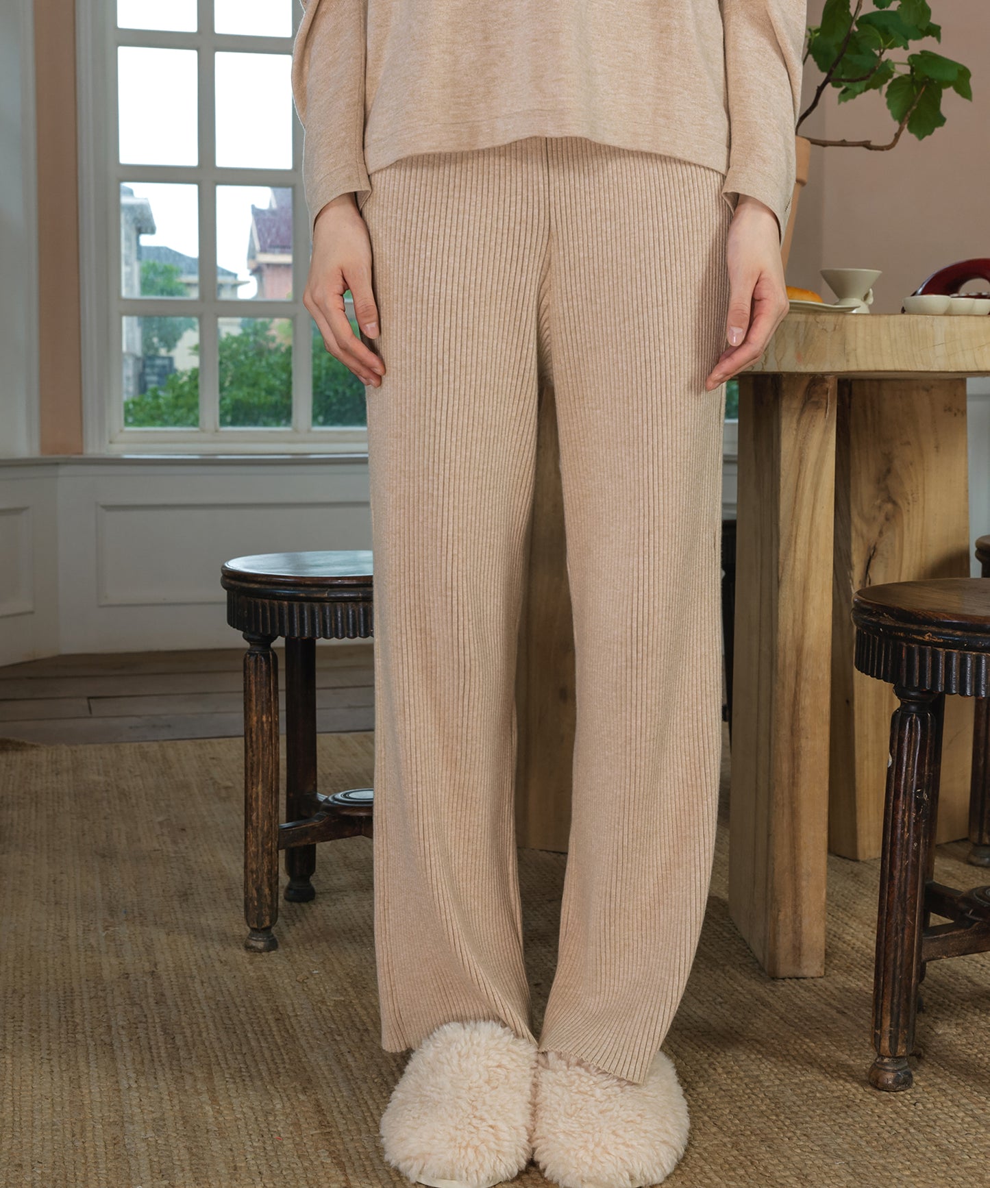 HOME Ribbed-knit Pants