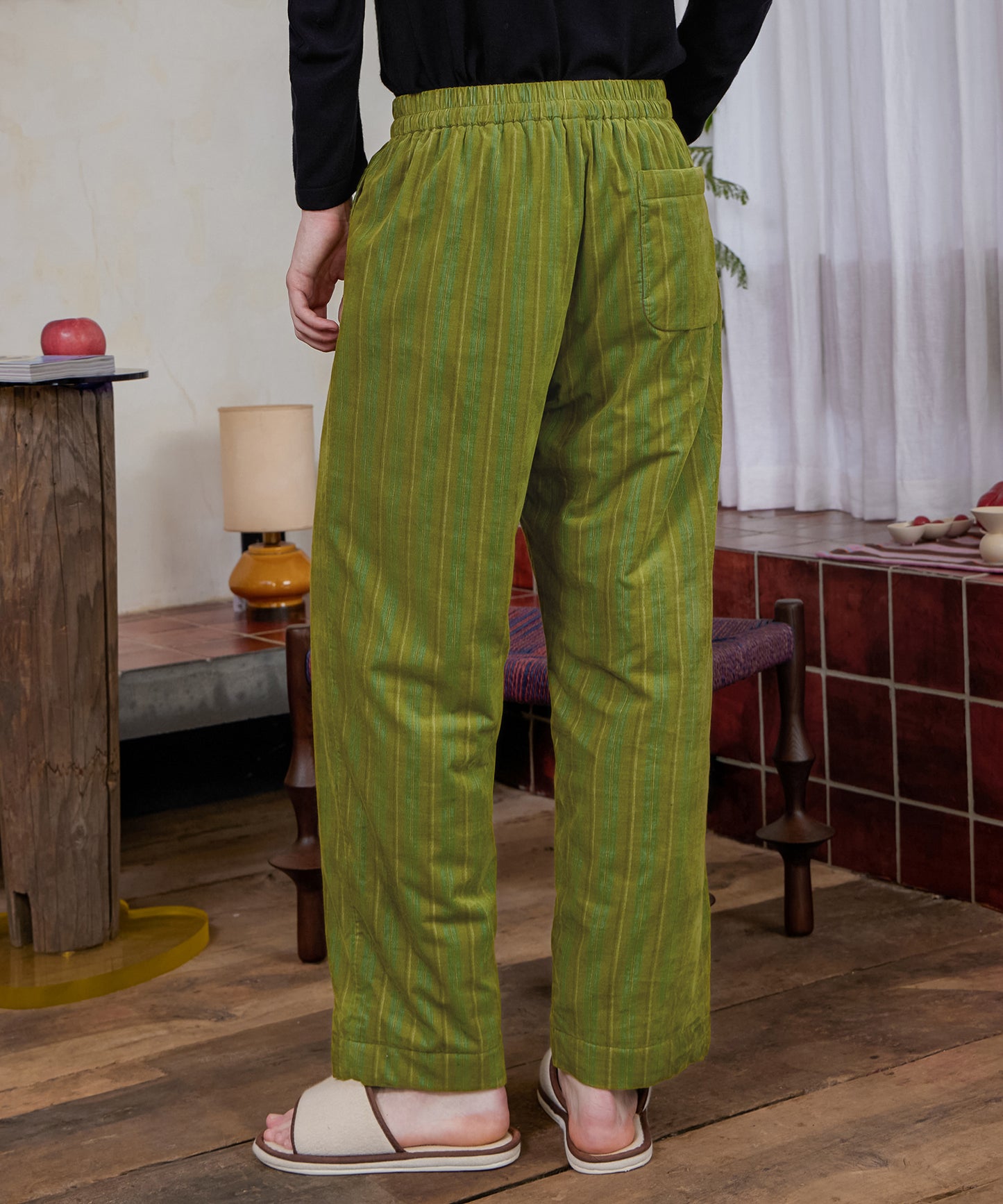 HOME Striped Corduroy Quited Pants