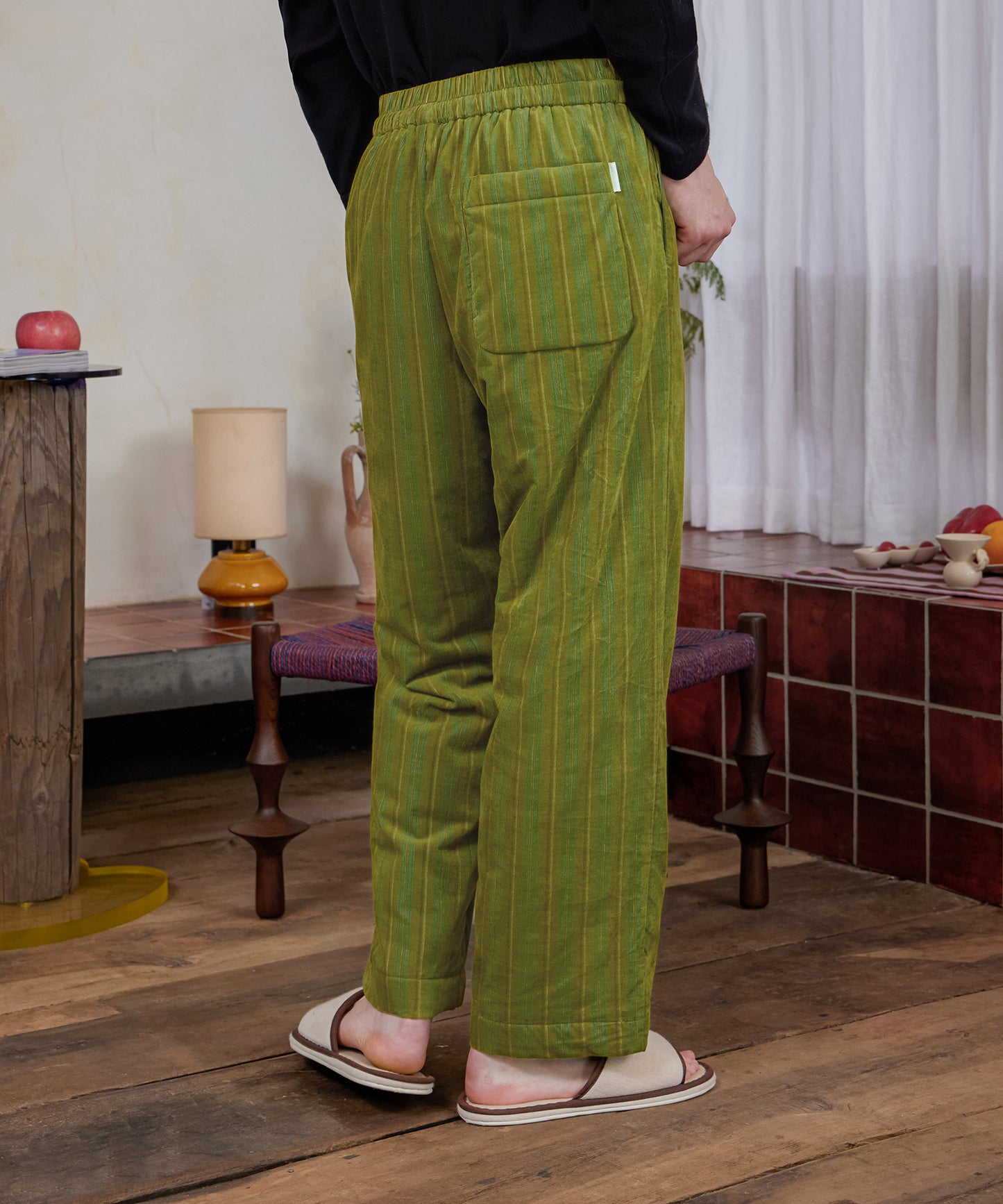 HOME Striped Corduroy Quited Pants