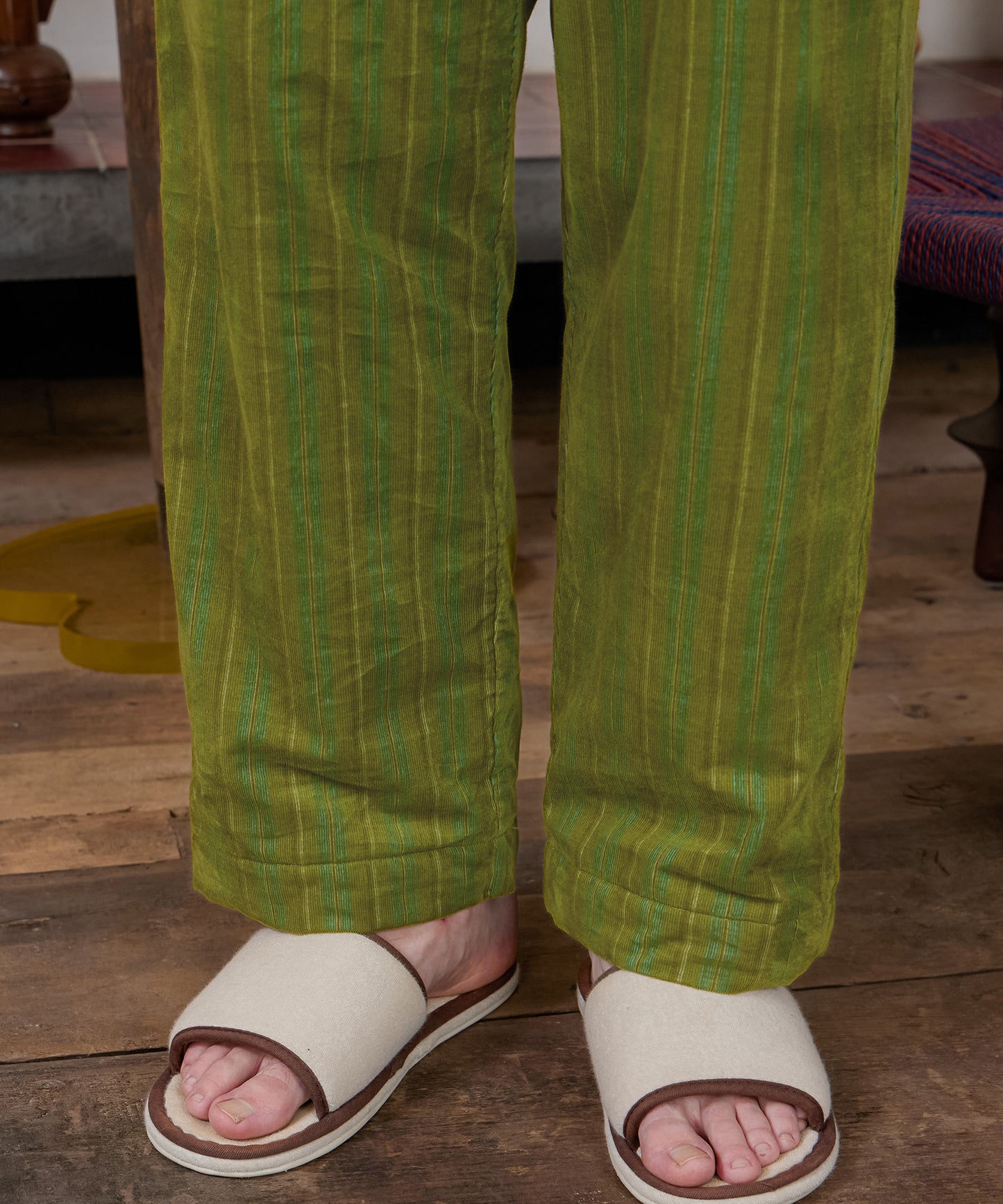 HOME Striped Corduroy Quited Pants