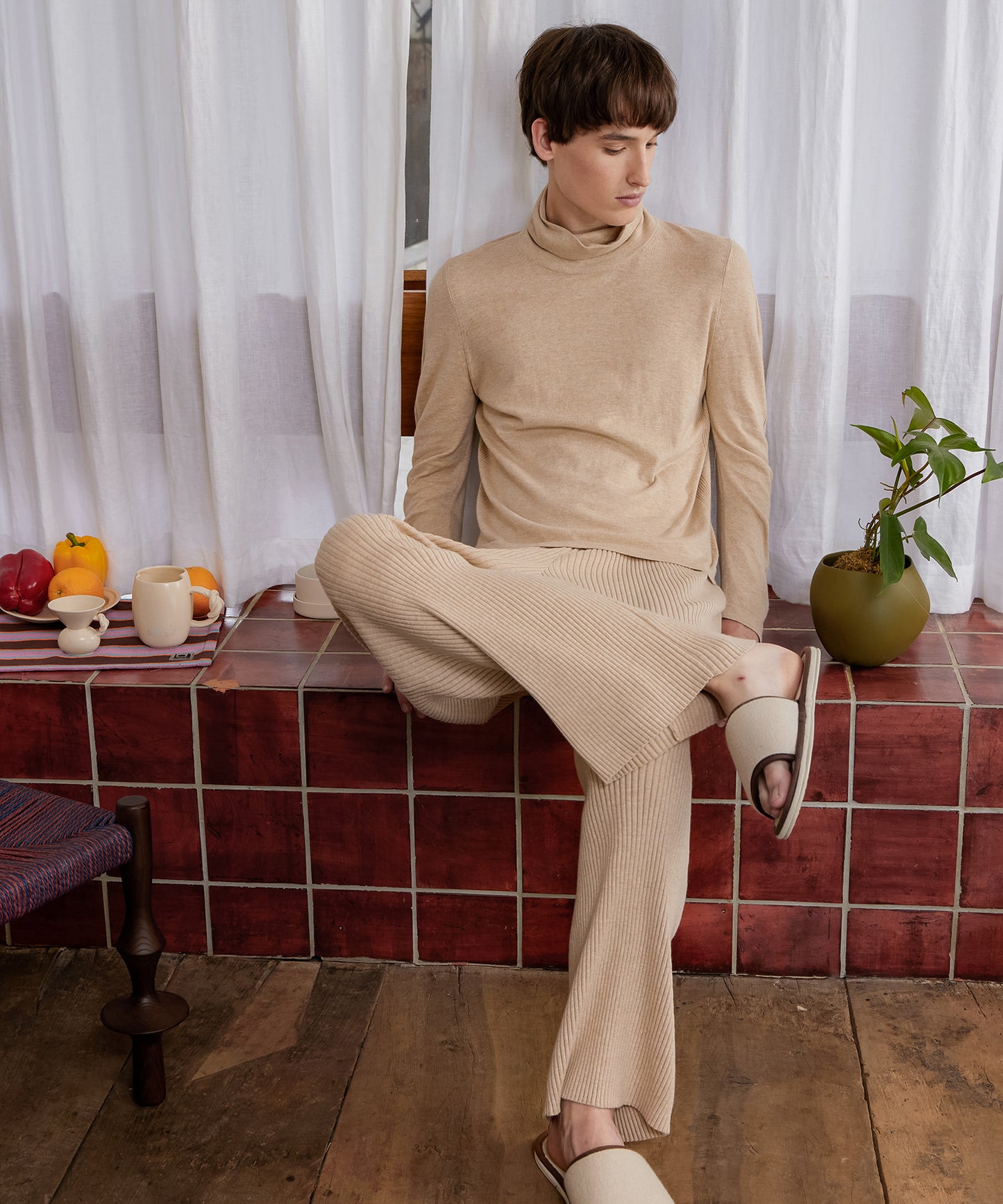 HOME Ribbed-knit Pants