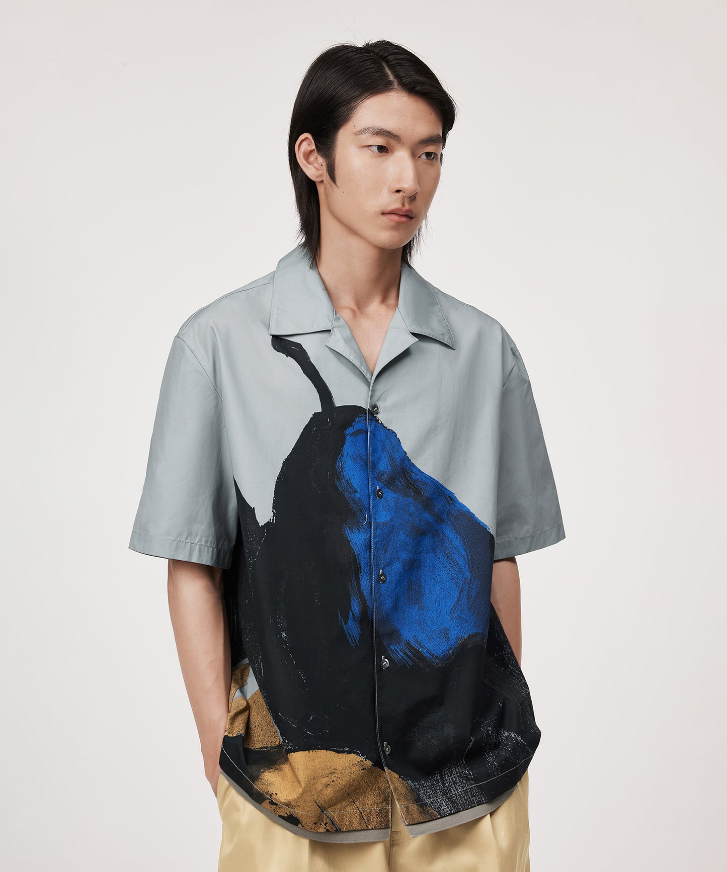 [CROQUIS]Tropical Brushstroke Cuban Shirt