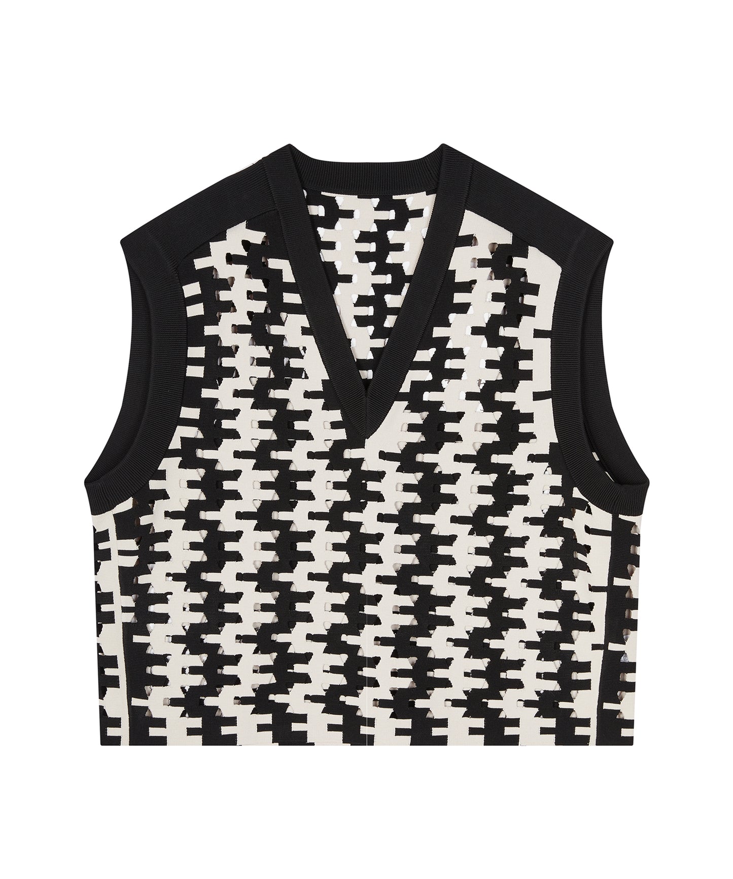 [CROQUIS]Monochrome Geo Knit Vest