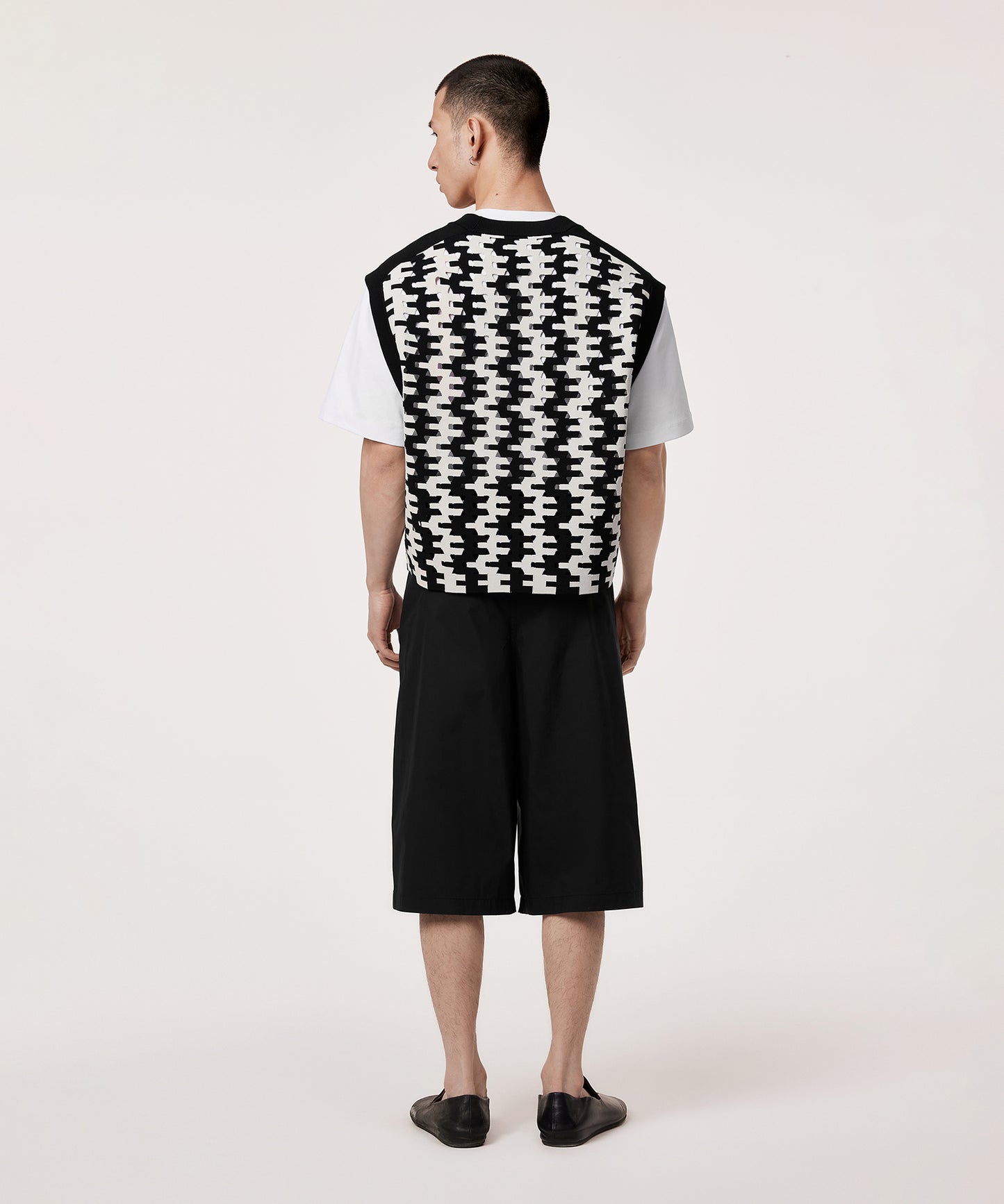 [CROQUIS]Monochrome Geo Knit Vest