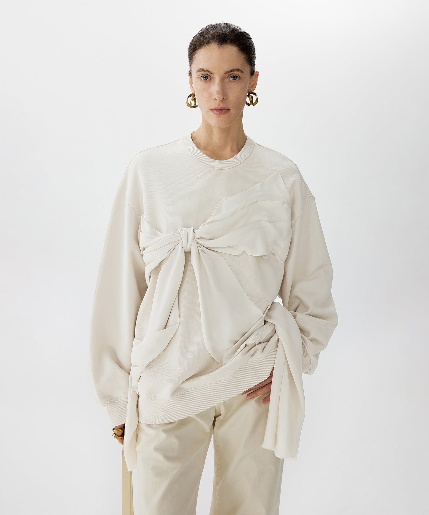 Satin Ribbon Oversized Sweatshirt