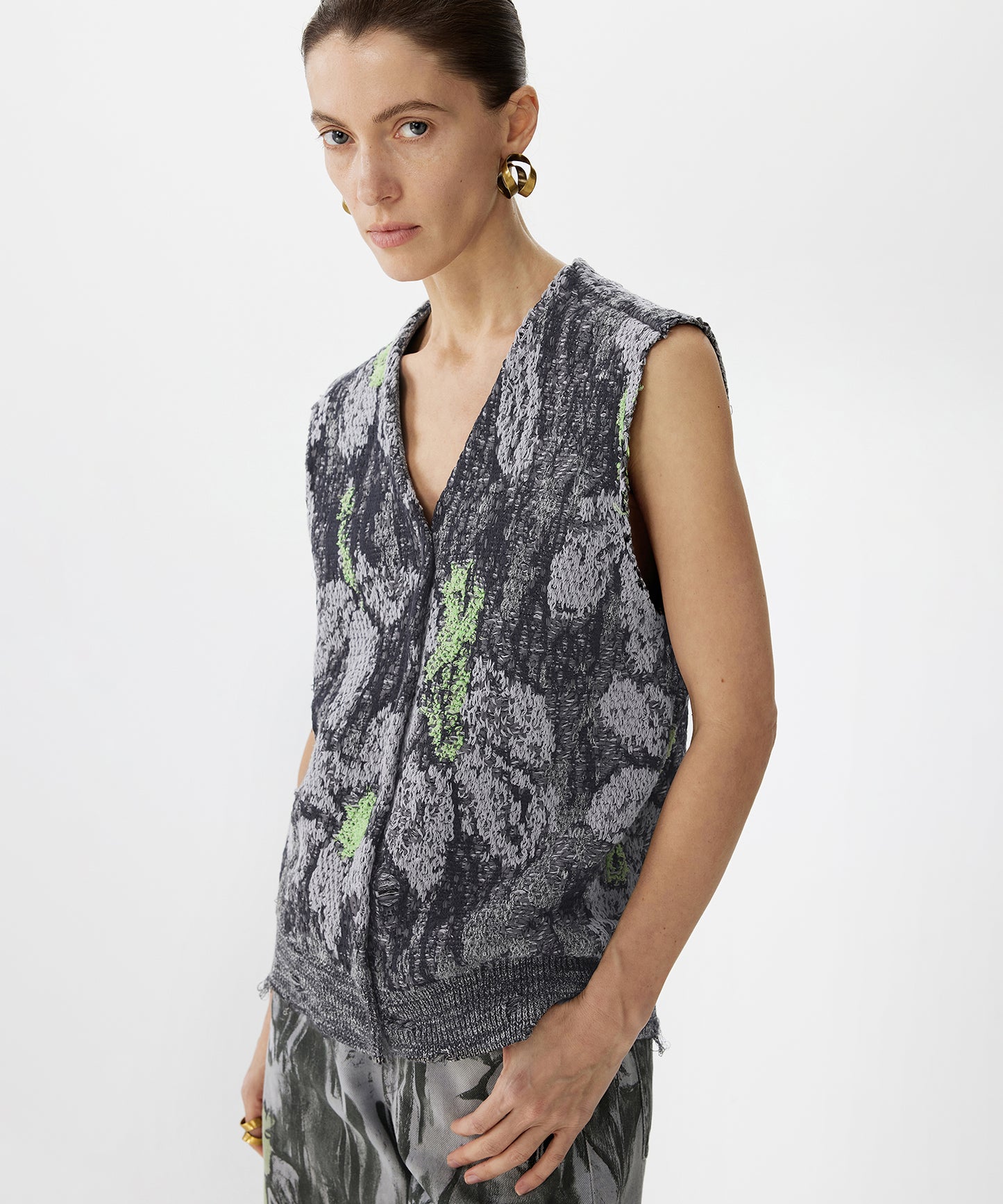 Retro Floral Knit Vest