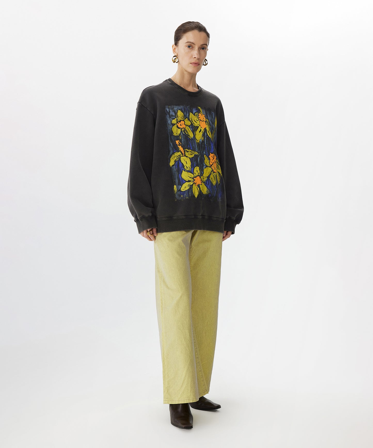 Hand-drawn Floral Print Sweatshirt