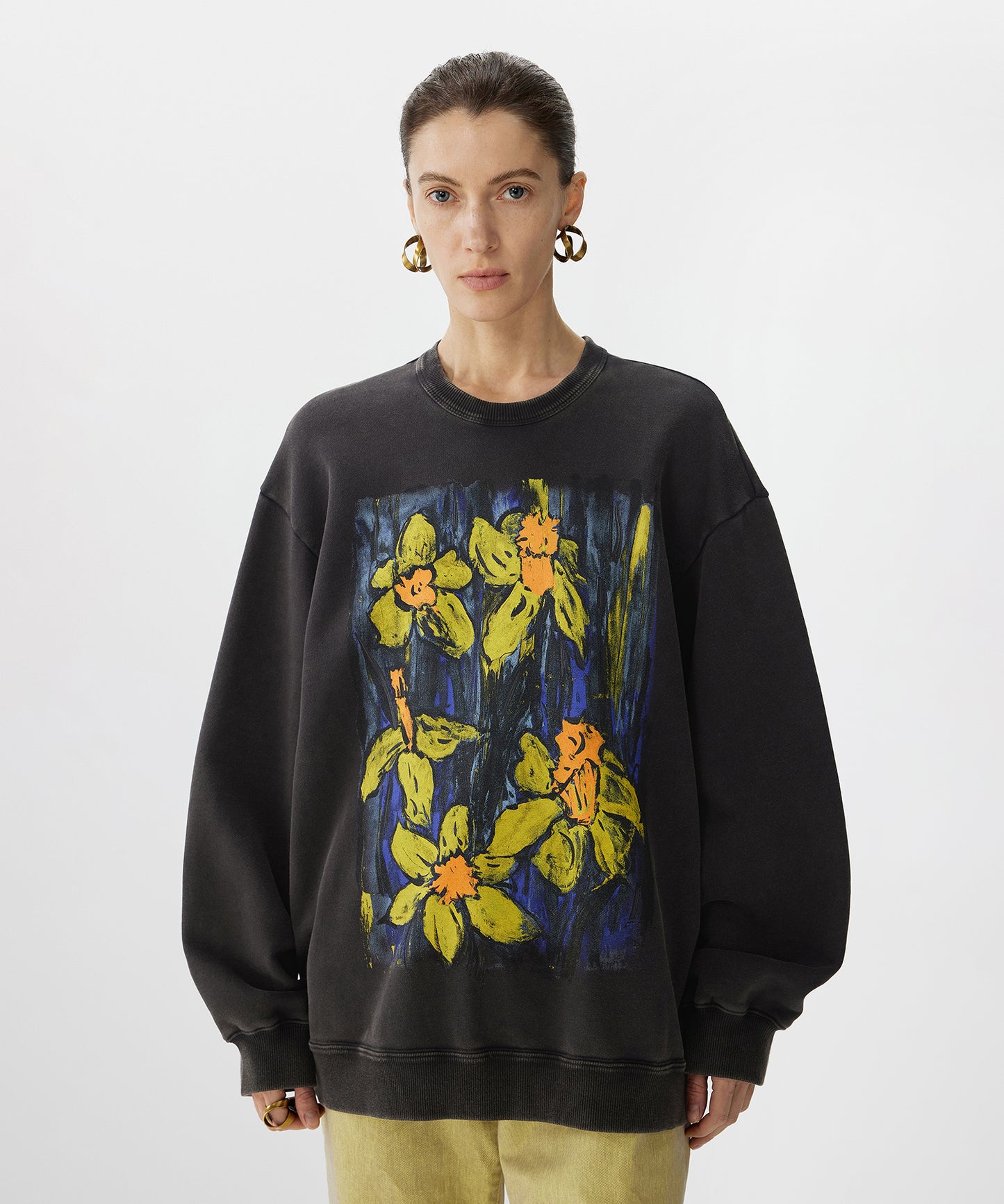 Hand-drawn Floral Print Sweatshirt