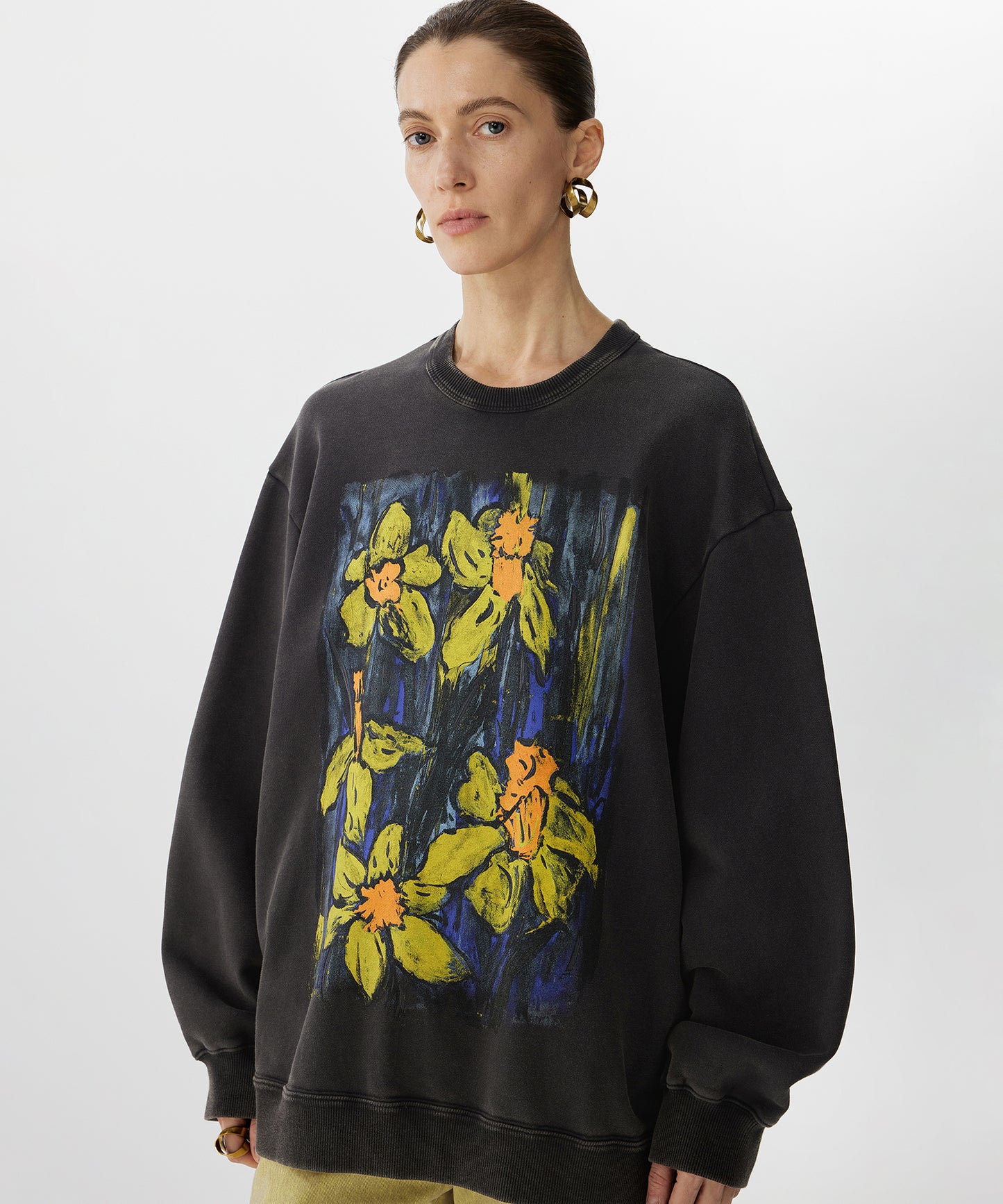 Hand-drawn Floral Print Sweatshirt