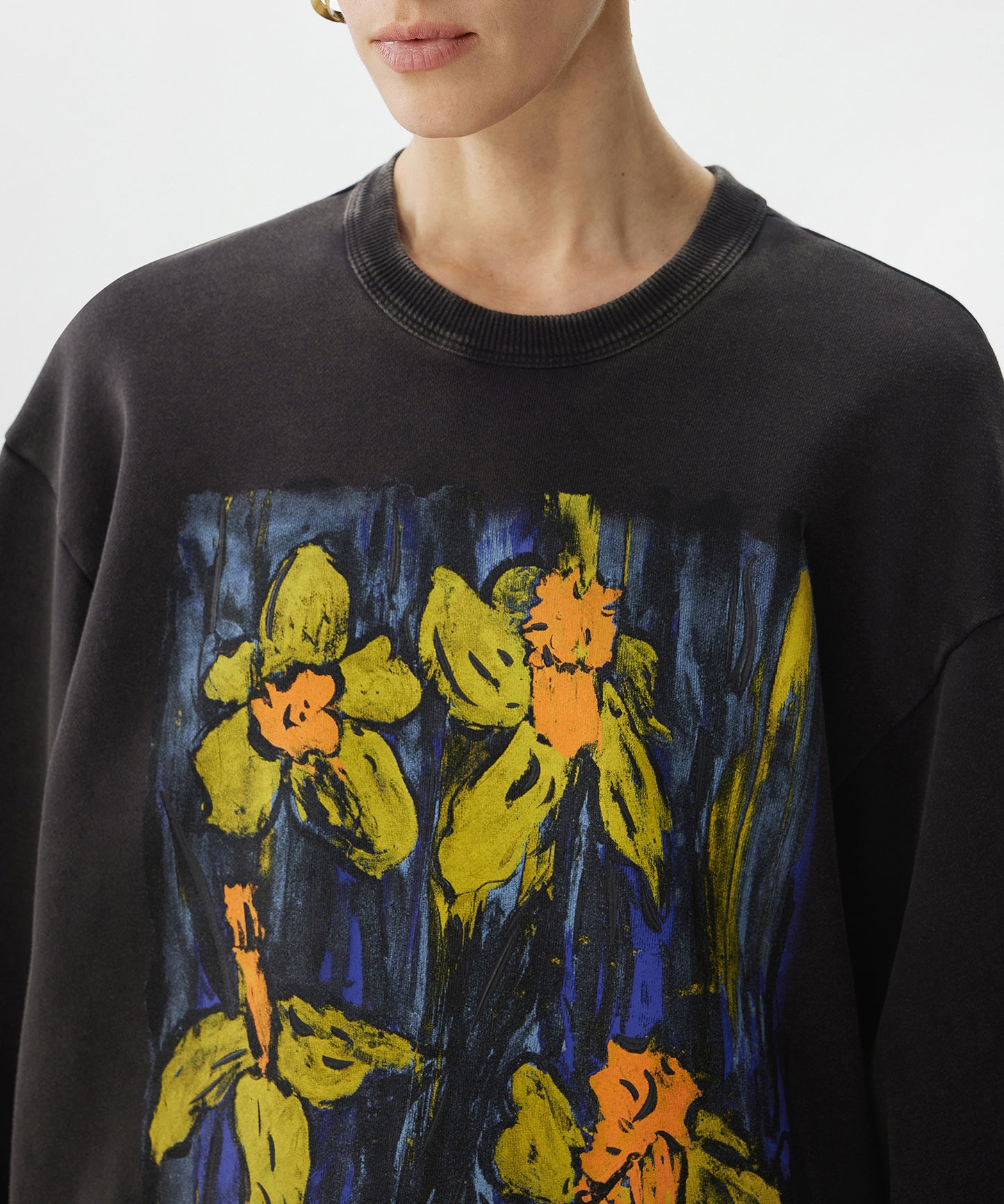 Hand-drawn Floral Print Sweatshirt