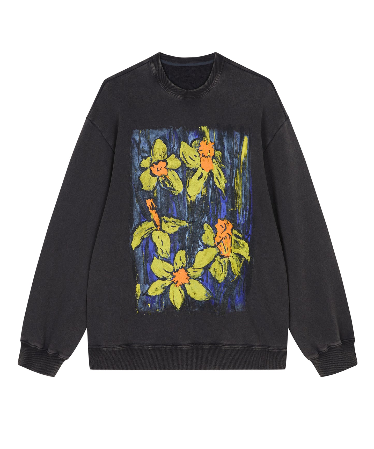 Hand-drawn Floral Print Sweatshirt