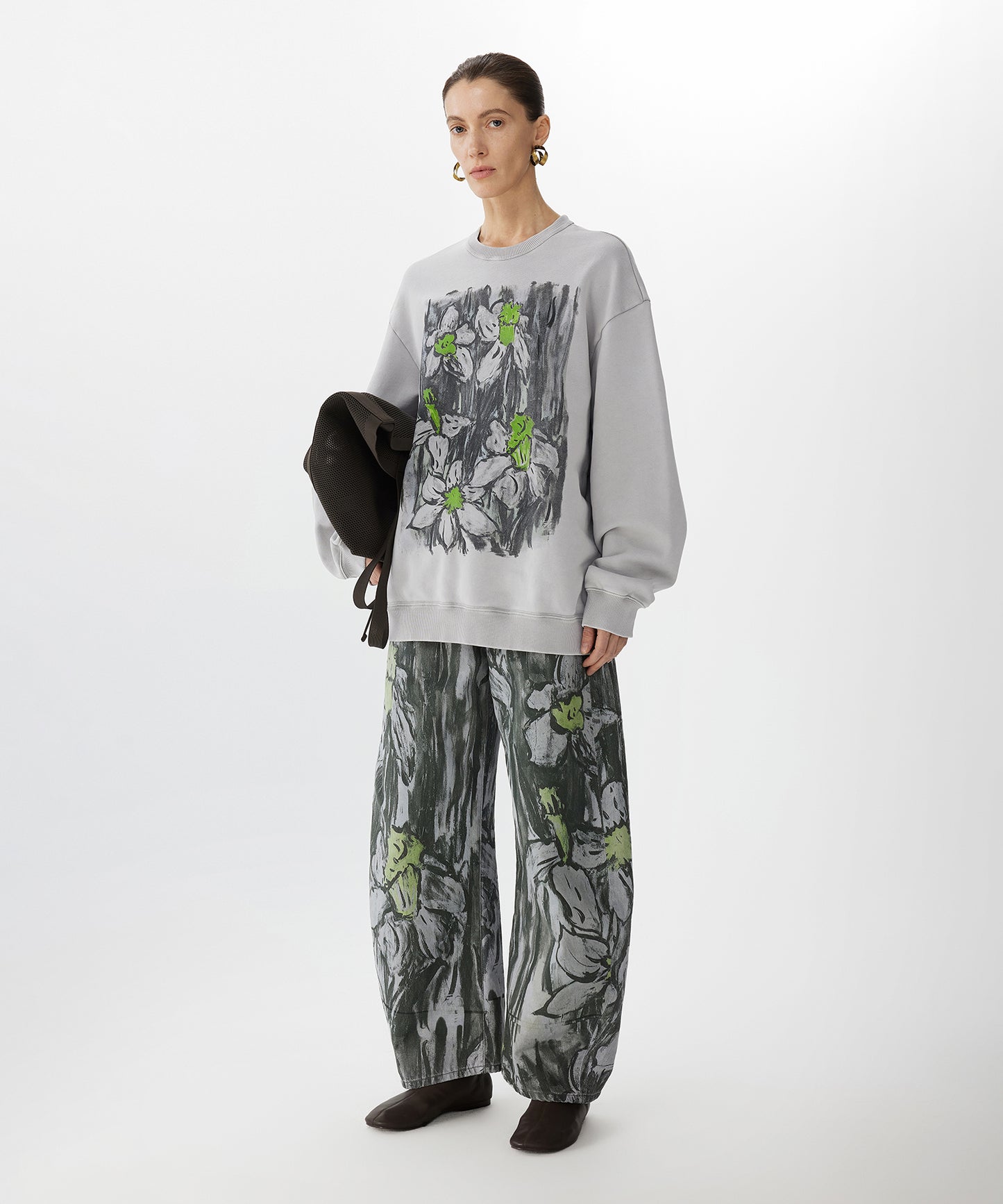 Hand-drawn Floral Print Sweatshirt