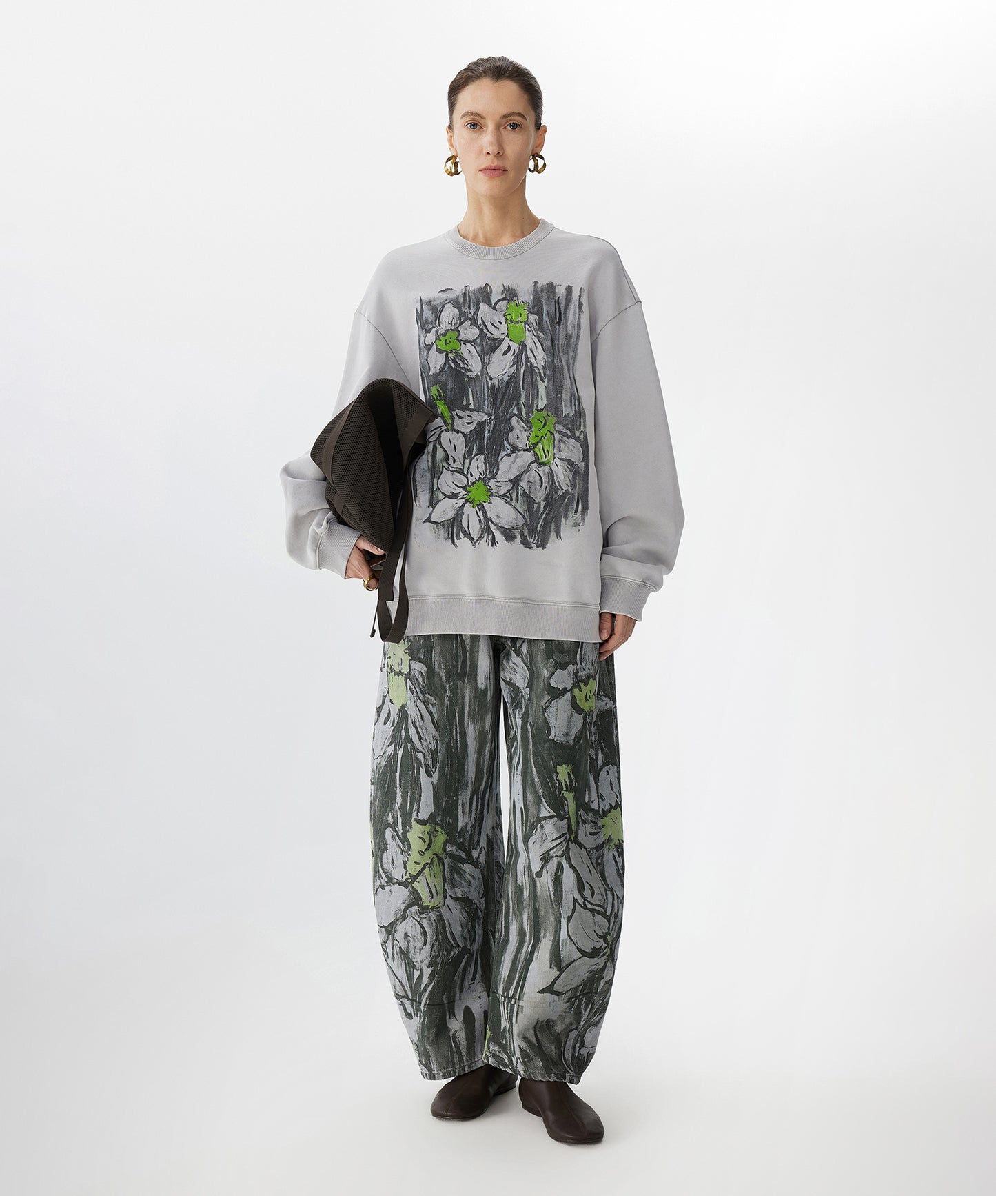 Hand-drawn Floral Print Sweatshirt