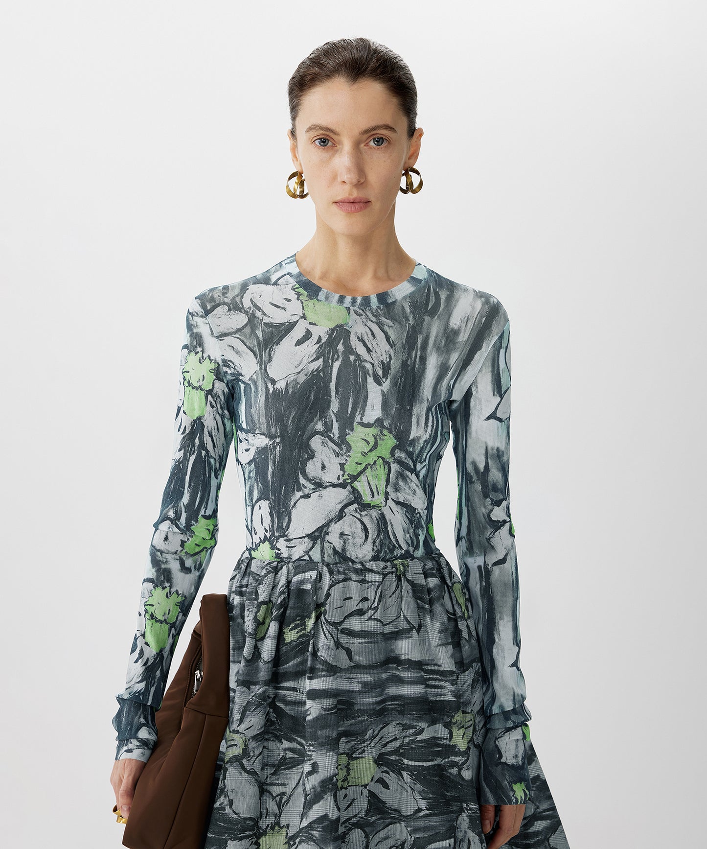 Abstract Floral Second-Skin Top