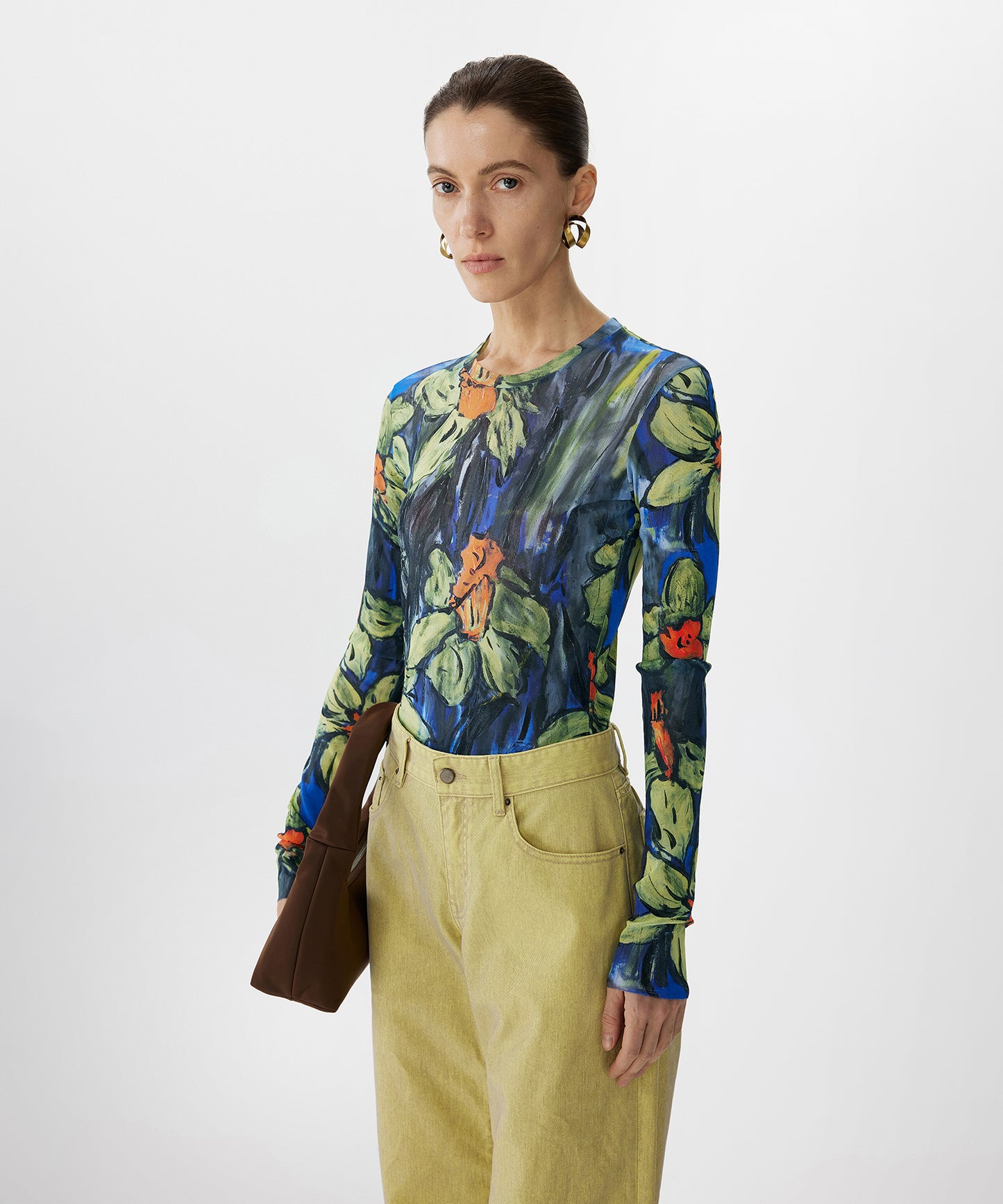 Abstract Floral Second-Skin Top