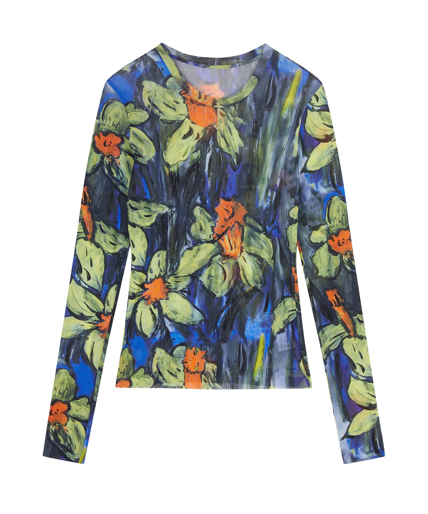 Abstract Floral Second-Skin Top