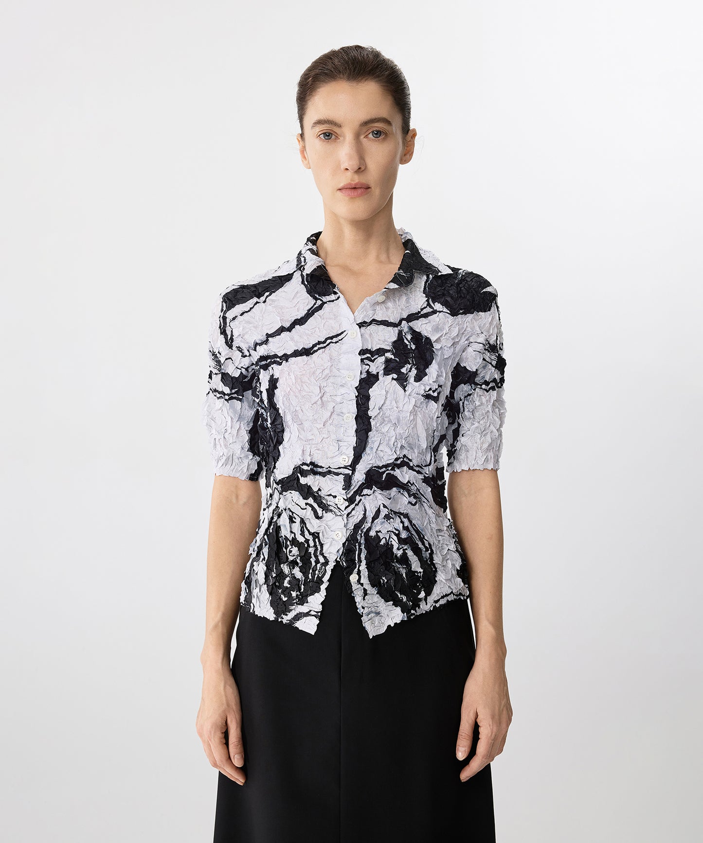 Brushstroke Floral Crinkled Shirt