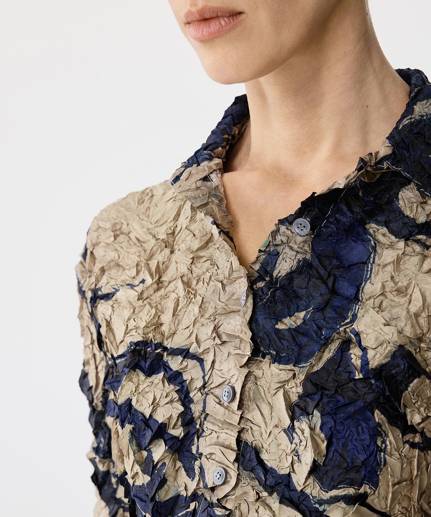 Brushstroke Floral Crinkled Shirt