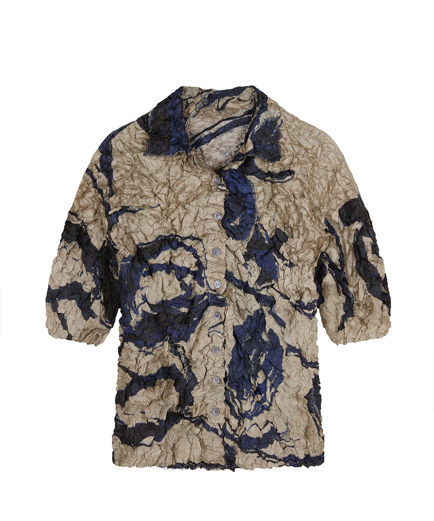 Brushstroke Floral Crinkled Shirt