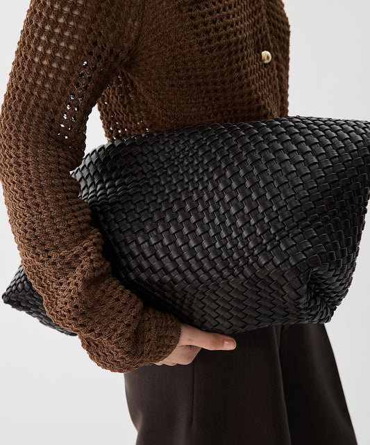 Soft Braided Faux Leather Mesh Bag