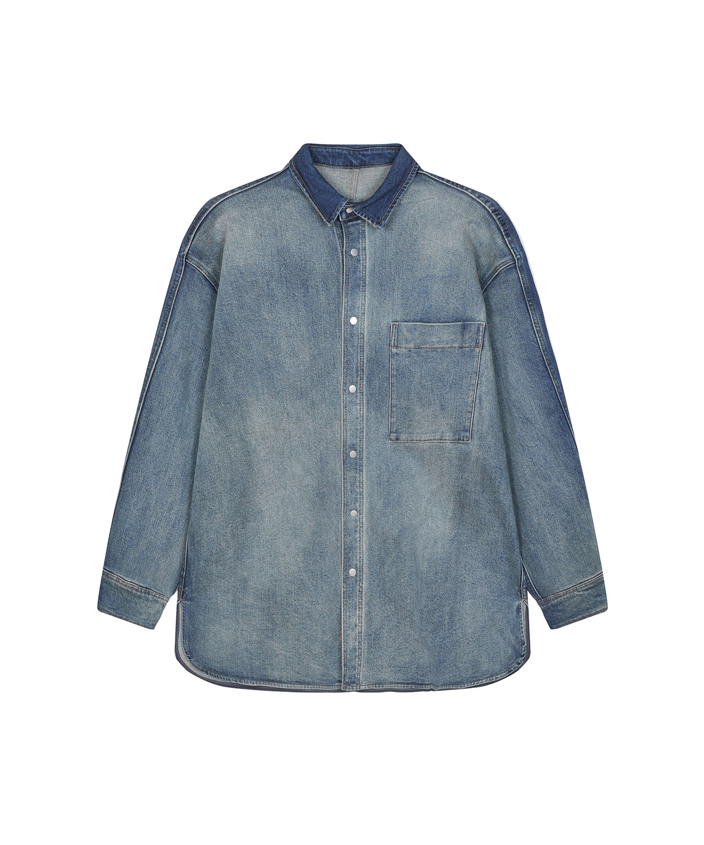 [CROQUIS] Corduroy-trim Denim Shirt