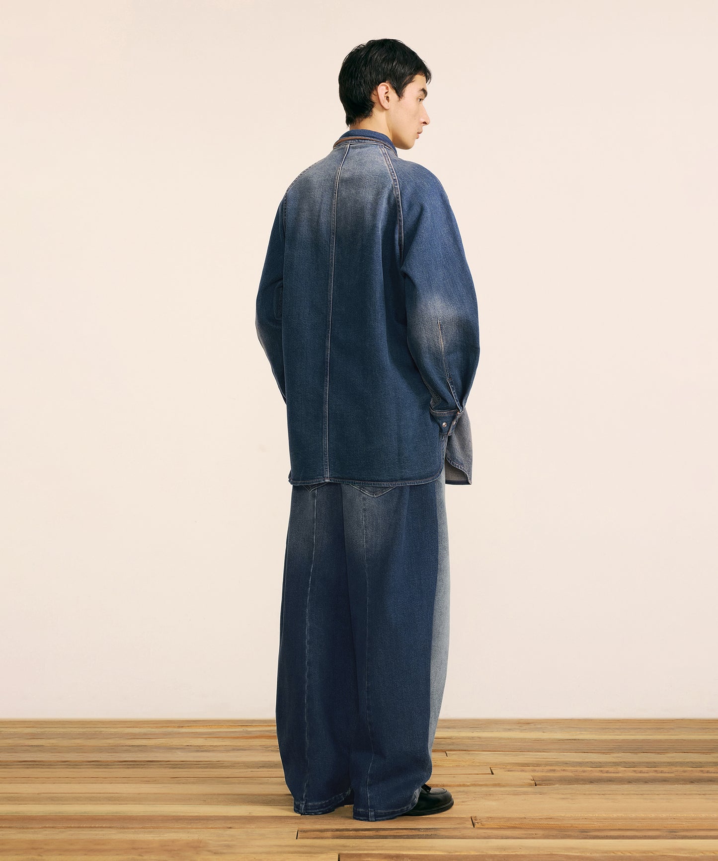 [CROQUIS] Corduroy-trim Denim Shirt