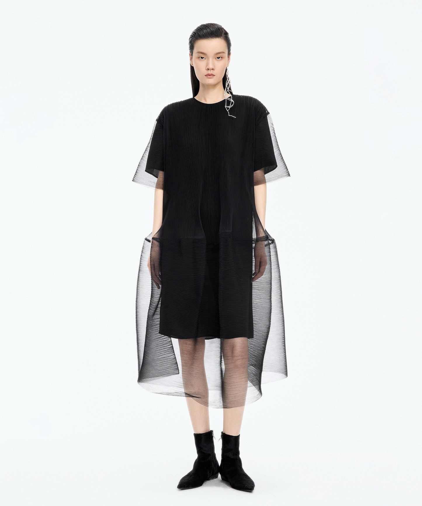 Pleated Ruffle Dress