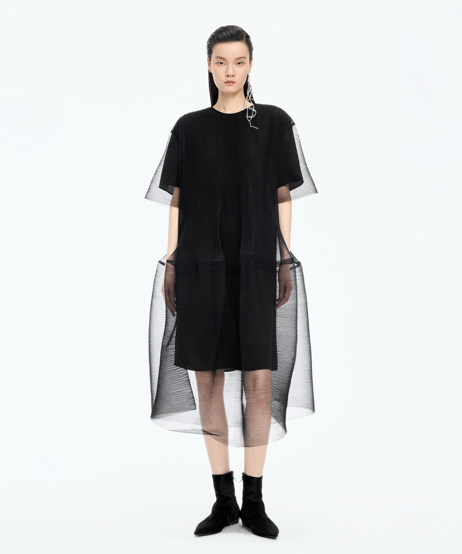 Pleated Ruffle Dress