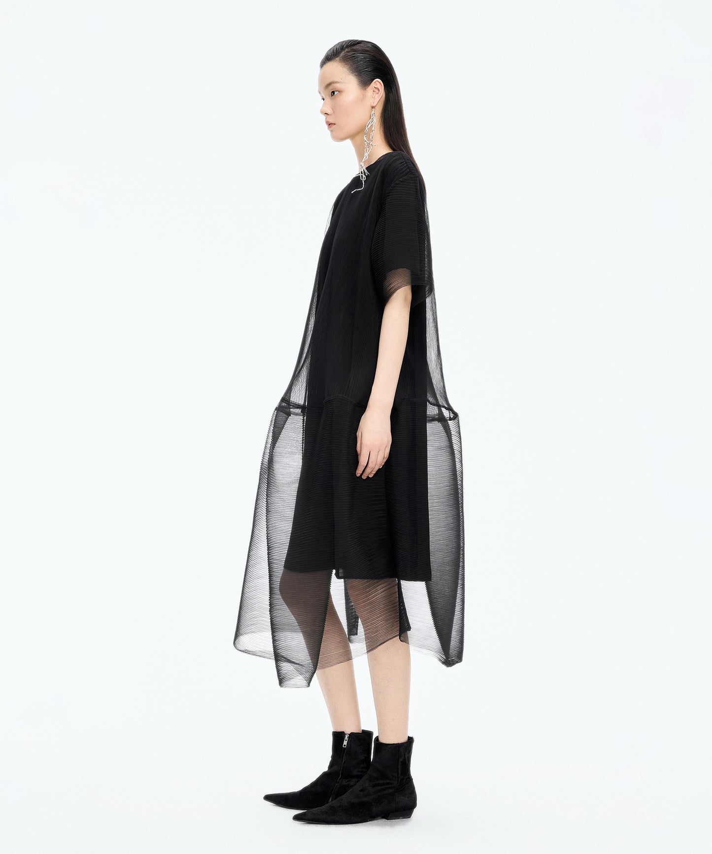 Pleated Ruffle Dress