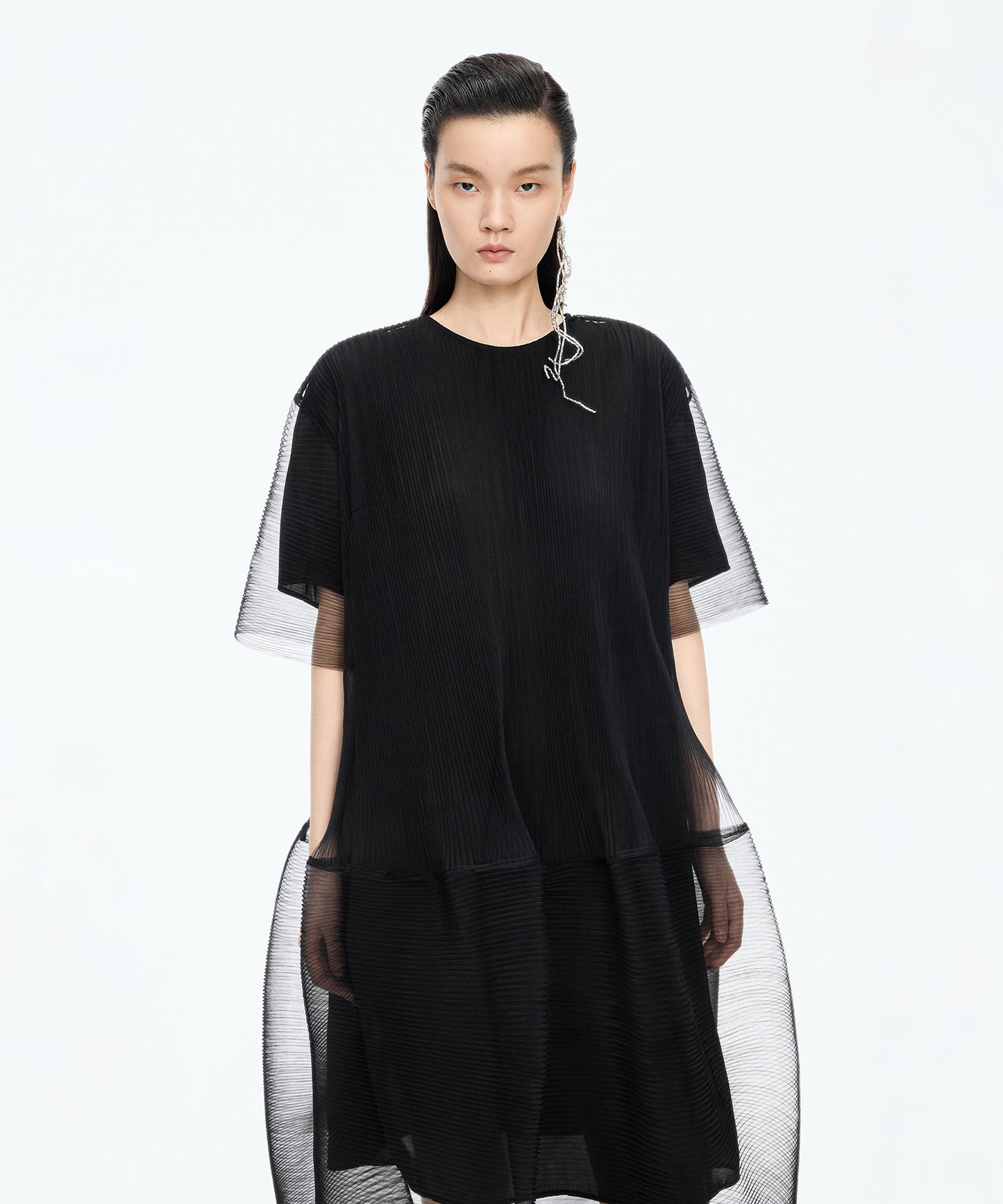 Pleated Ruffle Dress