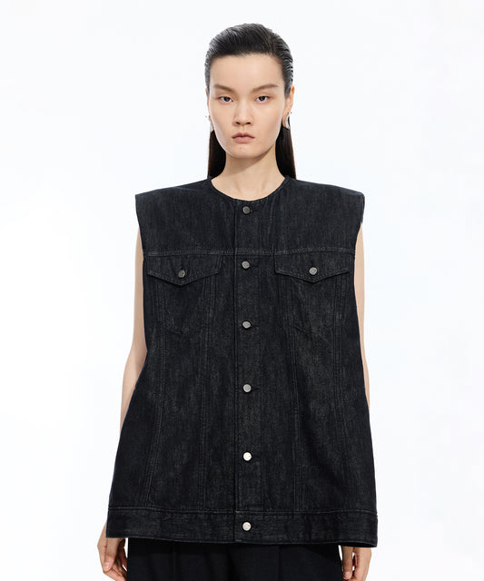 Flared Denim Vest