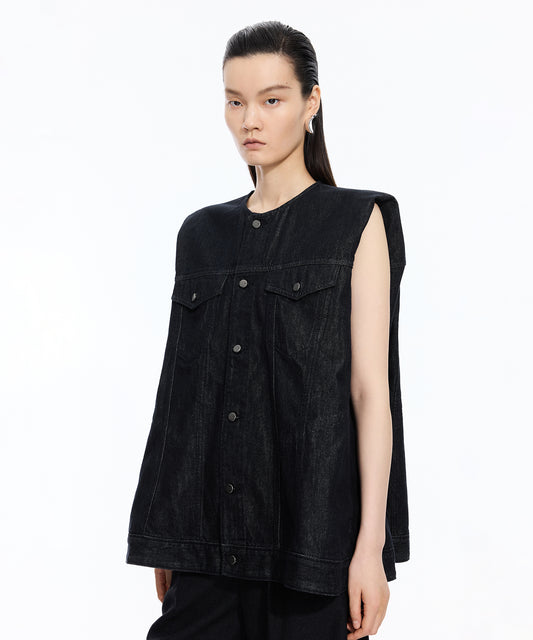 Flared Denim Vest