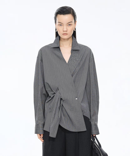 Pinstripe Wrap Shirt