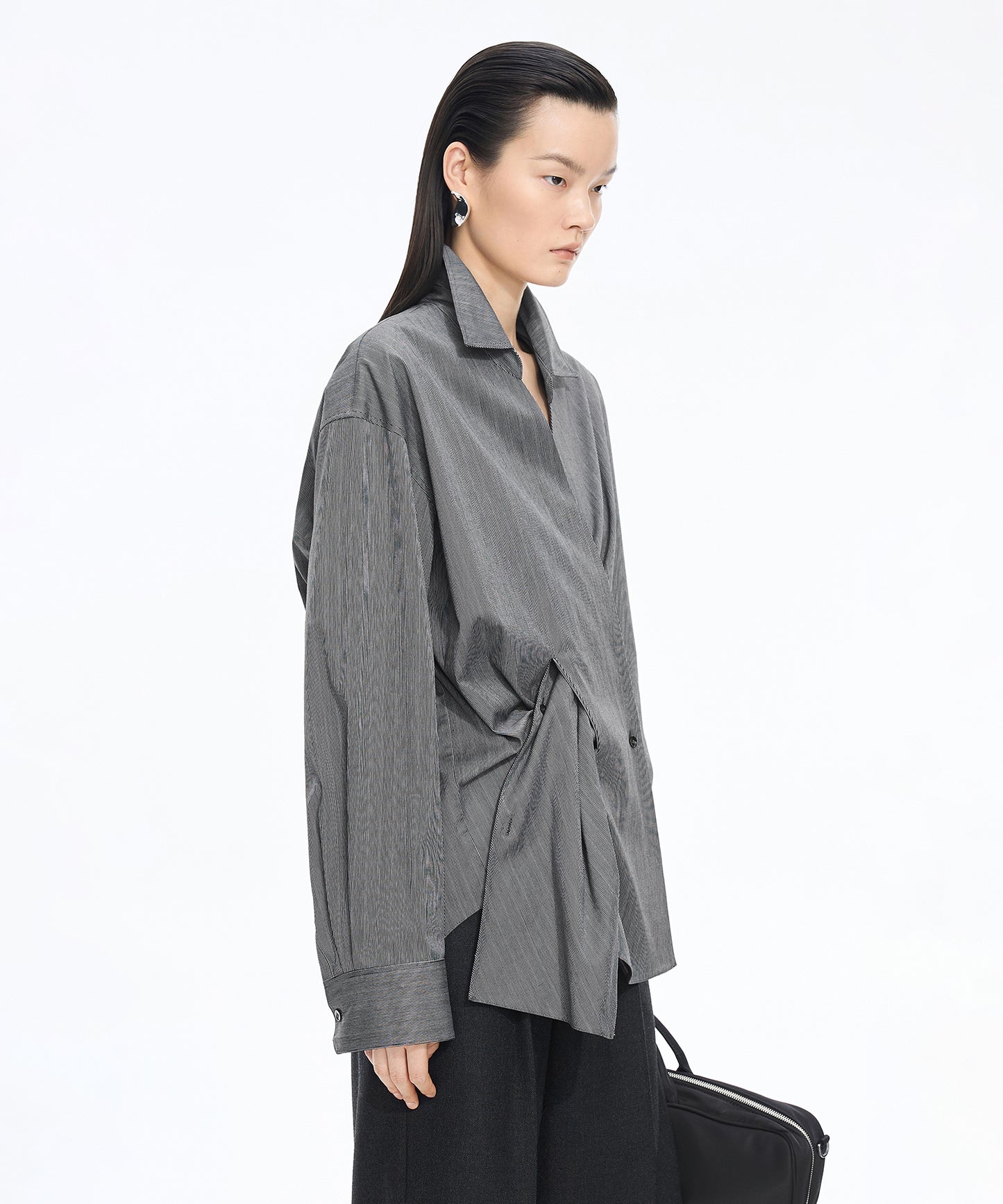 Pinstripe Wrap Shirt