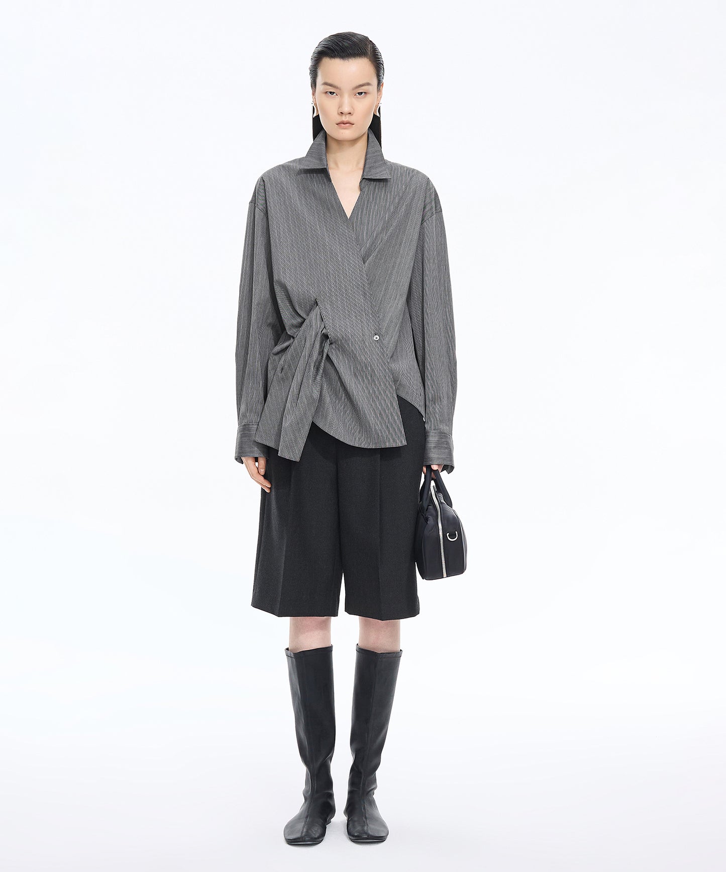 Pinstripe Wrap Shirt