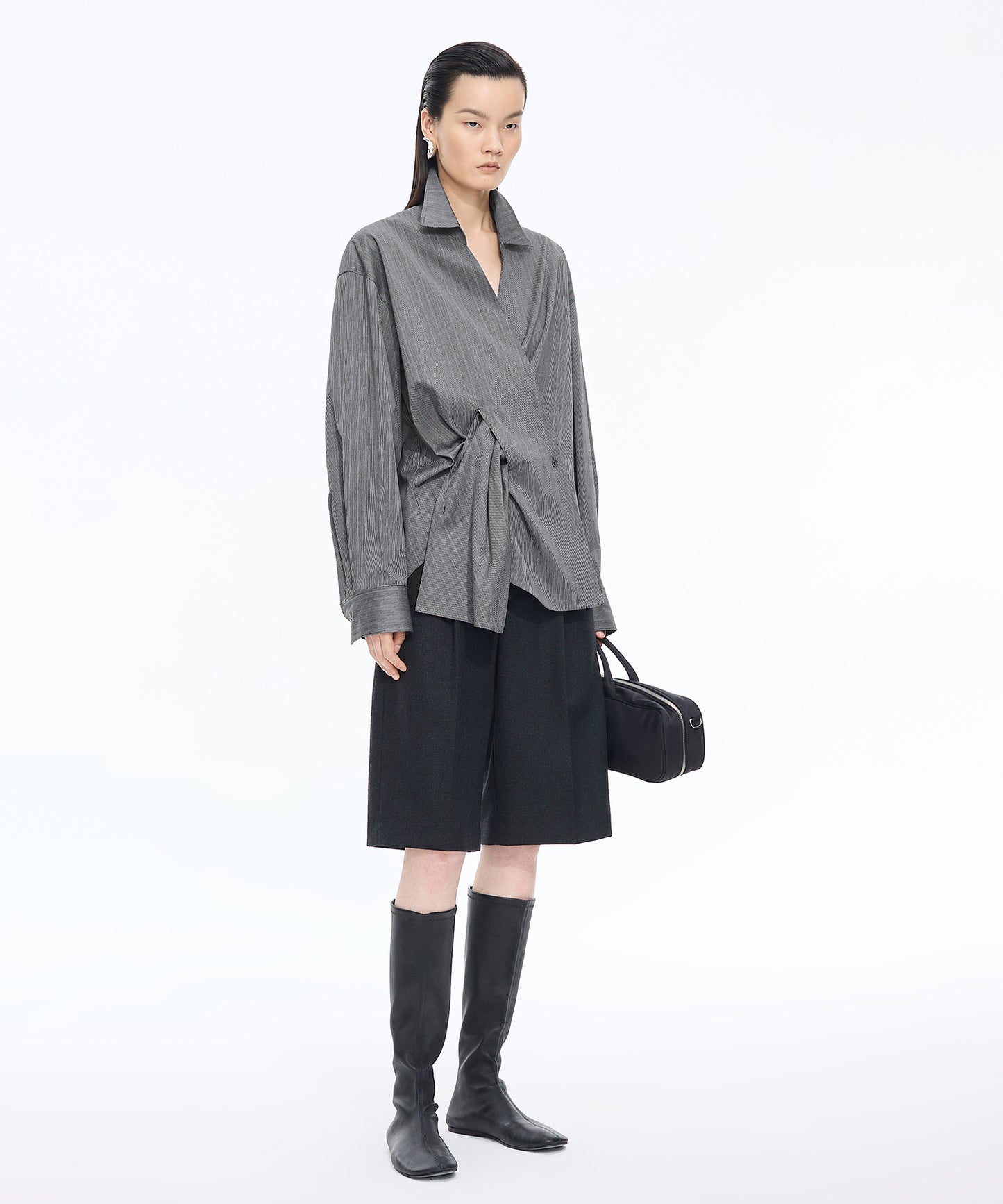 Pinstripe Wrap Shirt