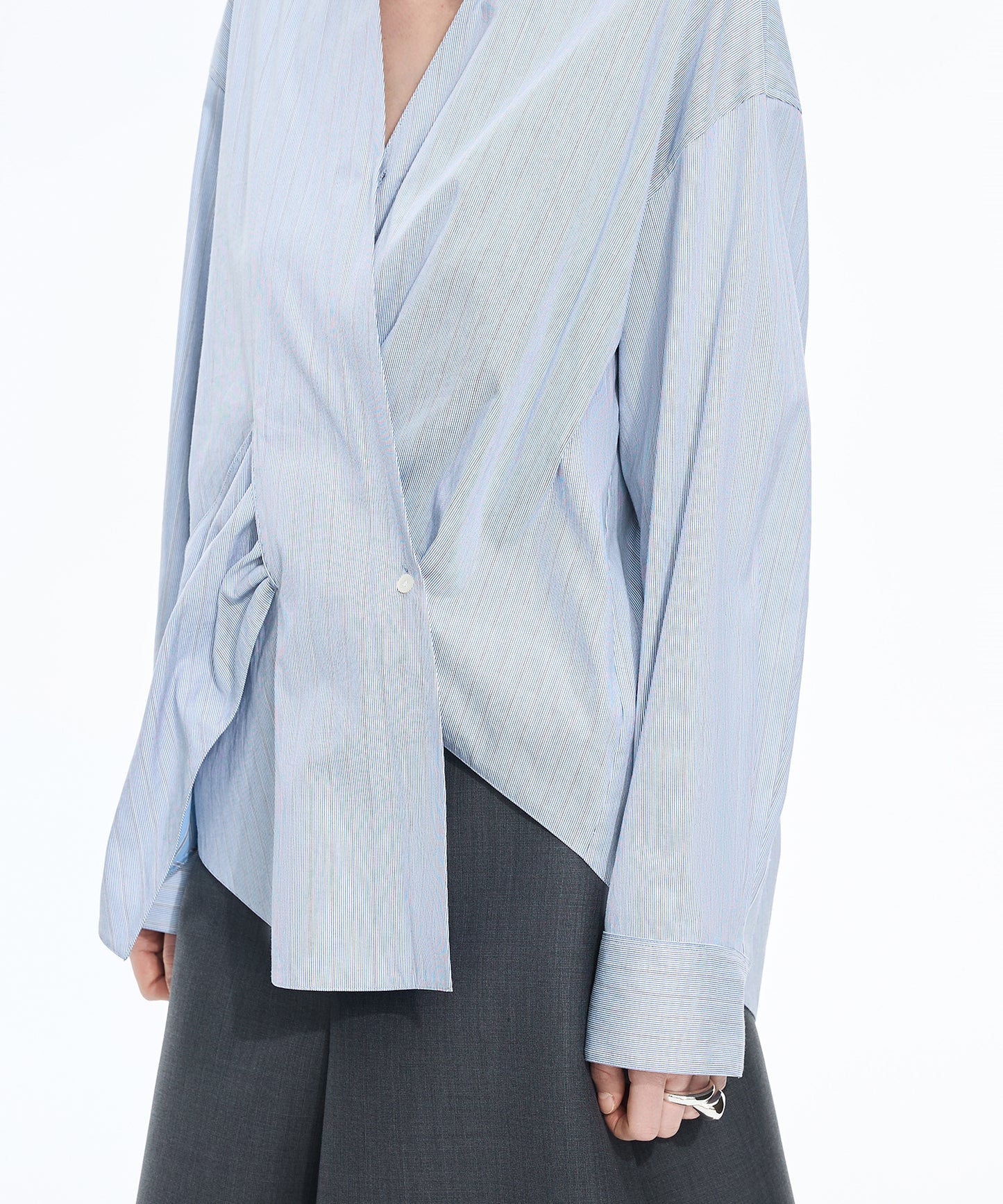 Pinstripe Wrap Shirt