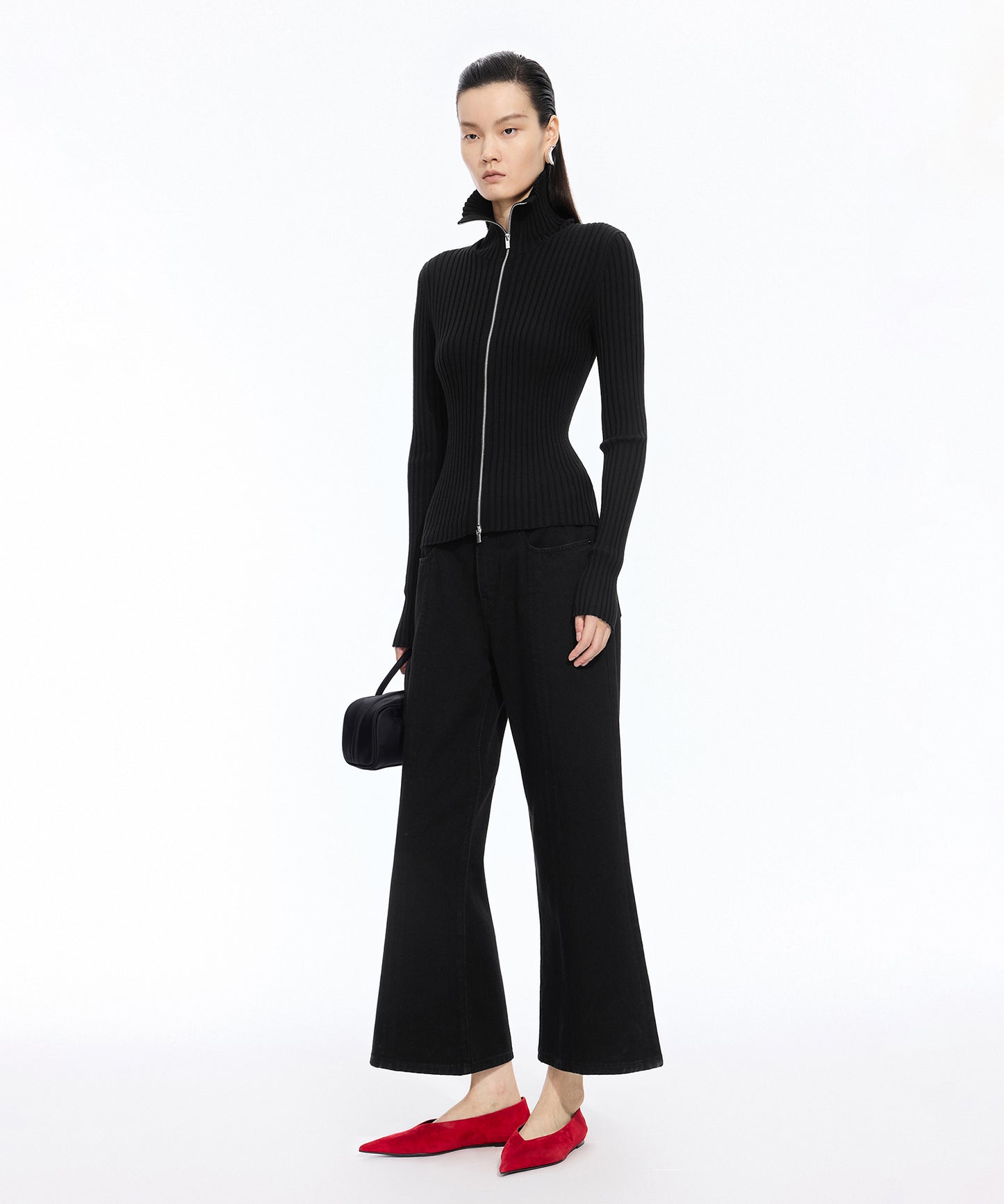 Wide Rib Double-Zip Cardigan